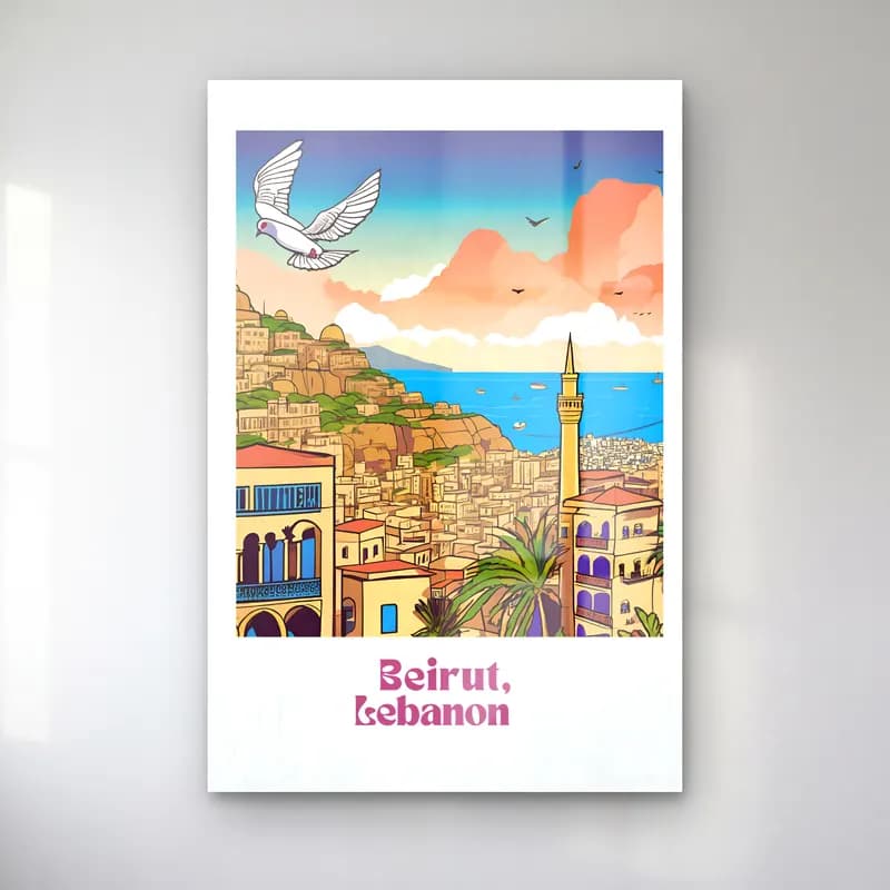 Vintage Poster Akdeniz Sahil Kasabası No. 11 cam tablo — Vintage Poster Akdeniz Sahil Kasabası No. 11 — vintage poster akdeniz sahil kasabası