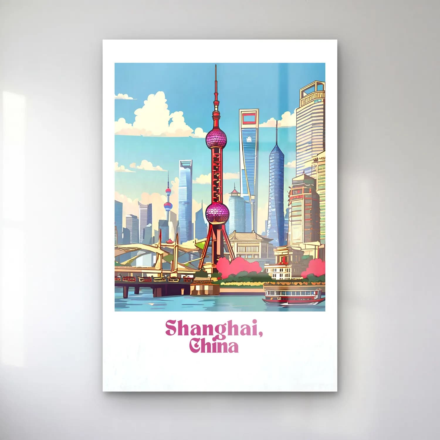 Vintage Poster Japon Şehri – Kırmızı Tonlar cam tablo — Vintage Poster Japon Şehri – Kırmızı Tonlar — vintage poster japon şehri
