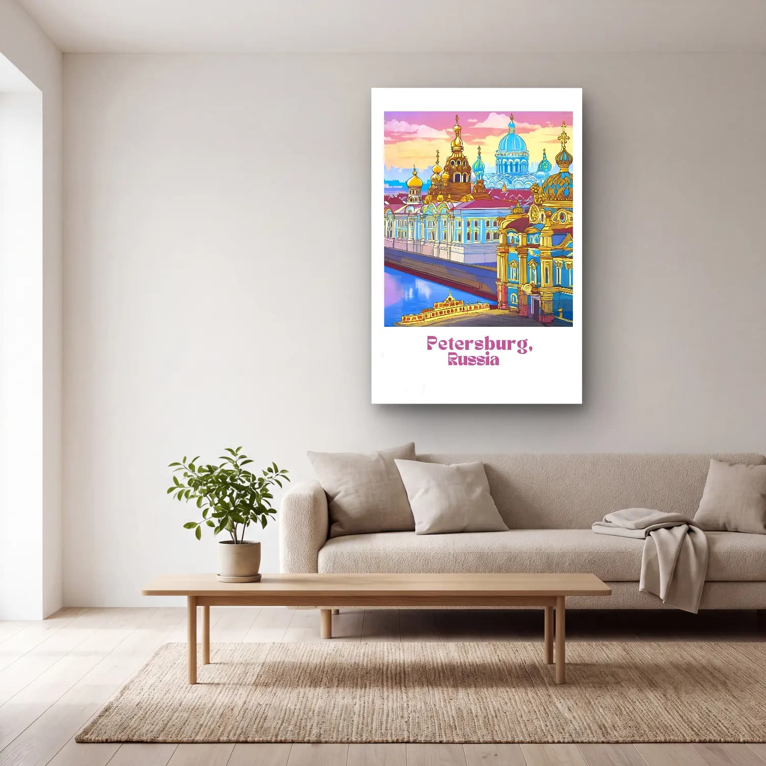 Vintage Poster Katedral No. 19 cam tablo — açık renk salonda