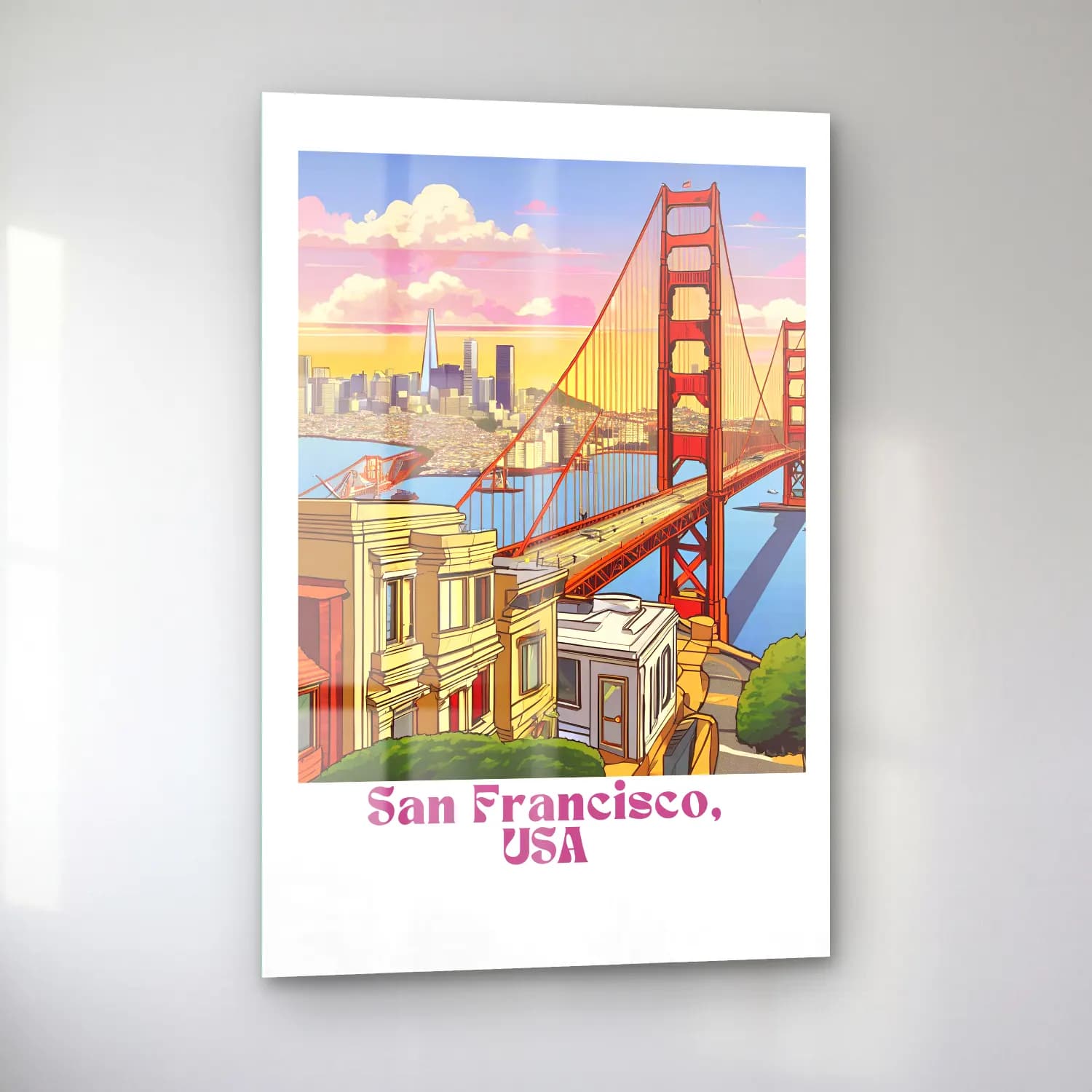 Vintage Poster Köprü No. 6 cam tablo — sol açıdan görünüm