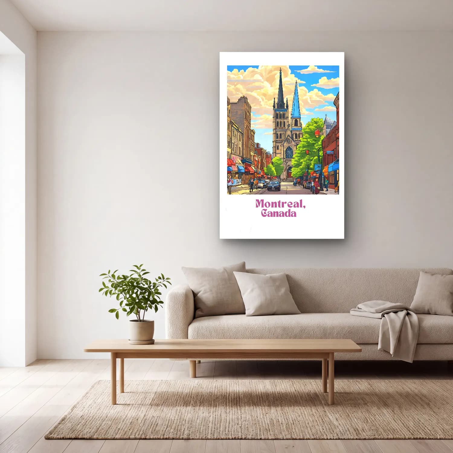 Vintage Poster Katedral No. 20 cam tablo — açık renk salonda