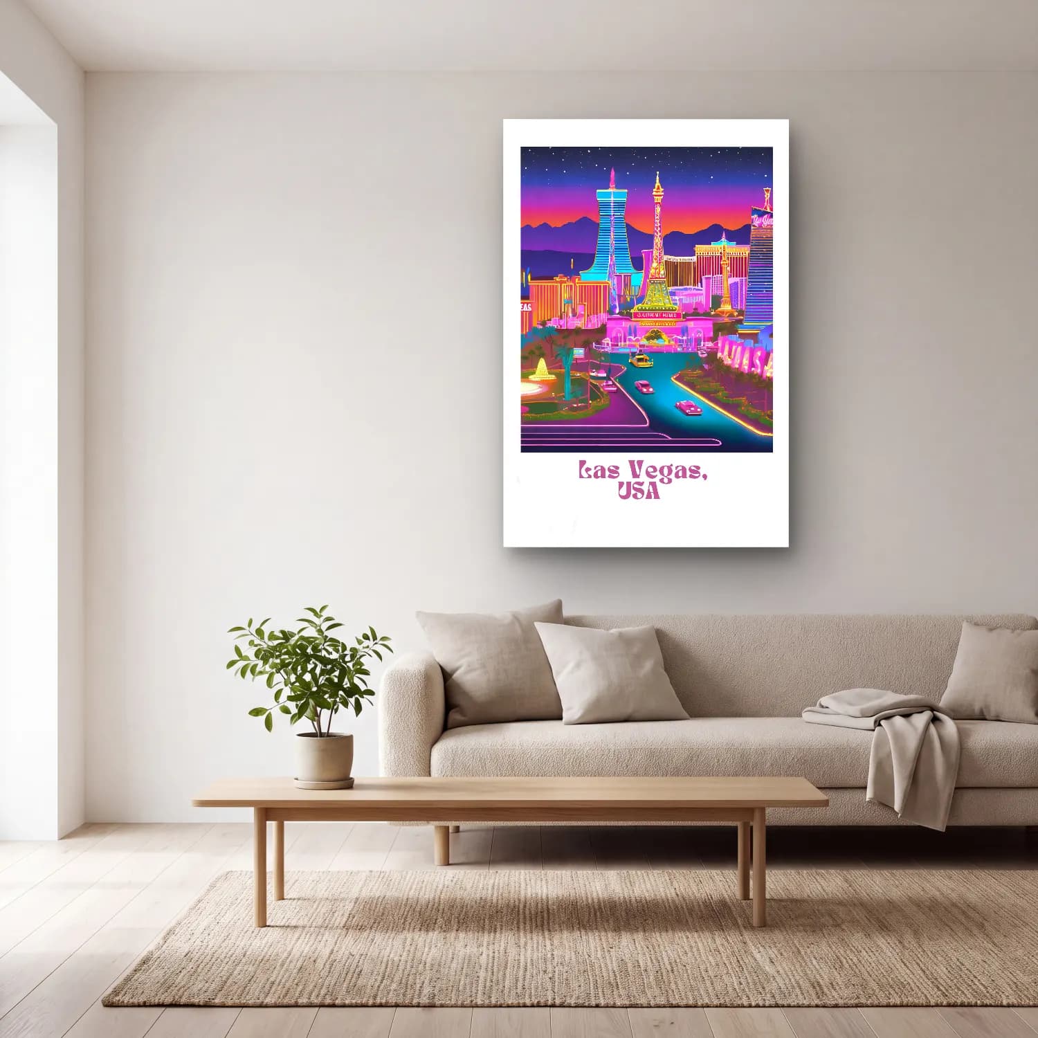 Pastel Gece Şehir – Pembe Tonlar cam tablo — açık renk salonda