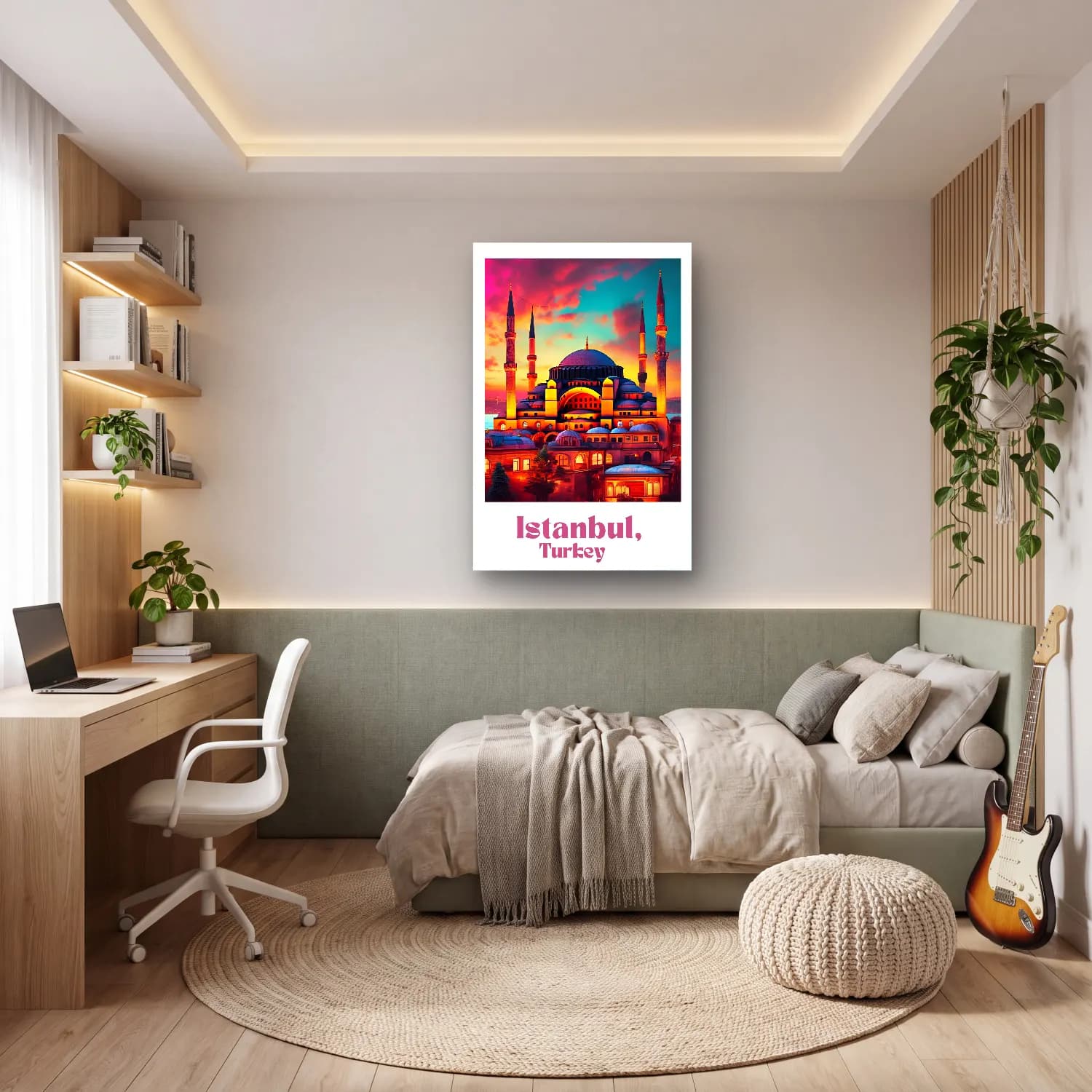 Yağlı Boya İstanbul cam tablo — genç odasında