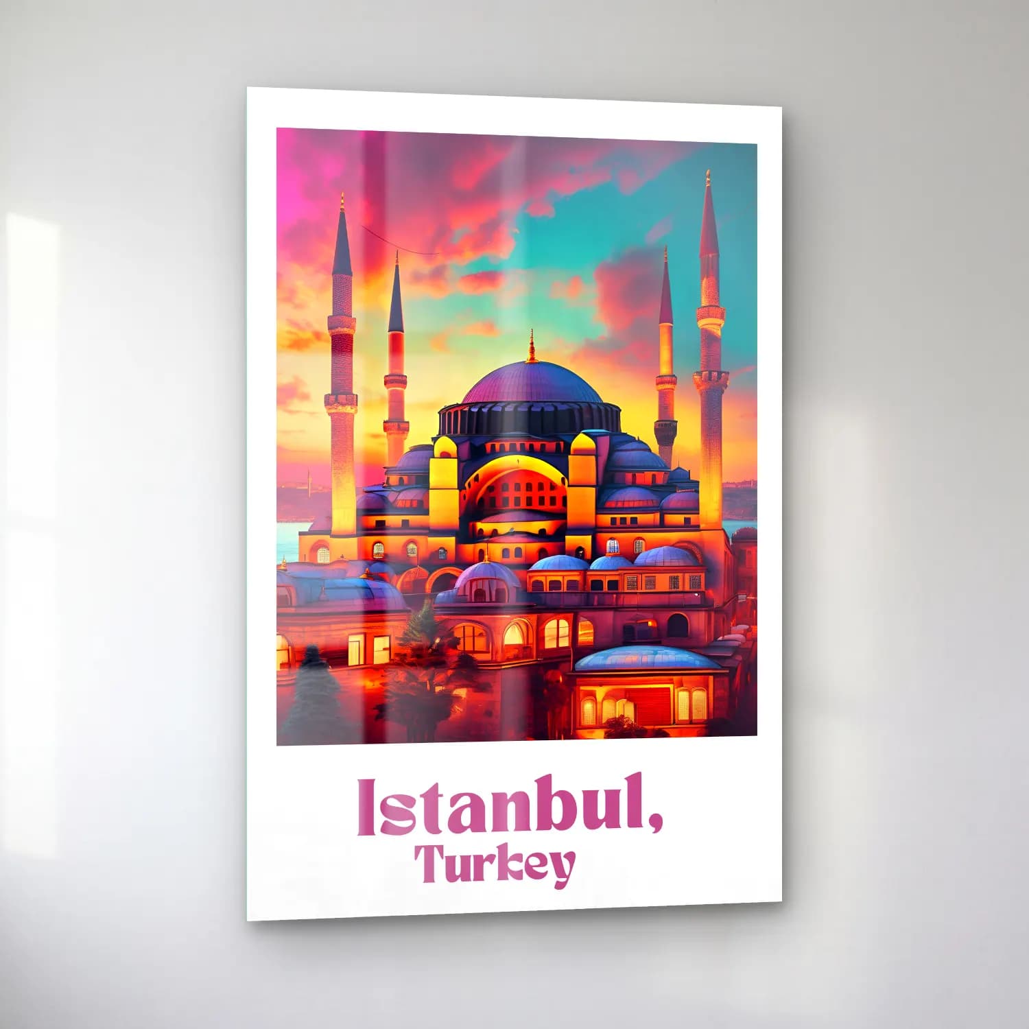 Yağlı Boya İstanbul cam tablo — sol açıdan görünüm