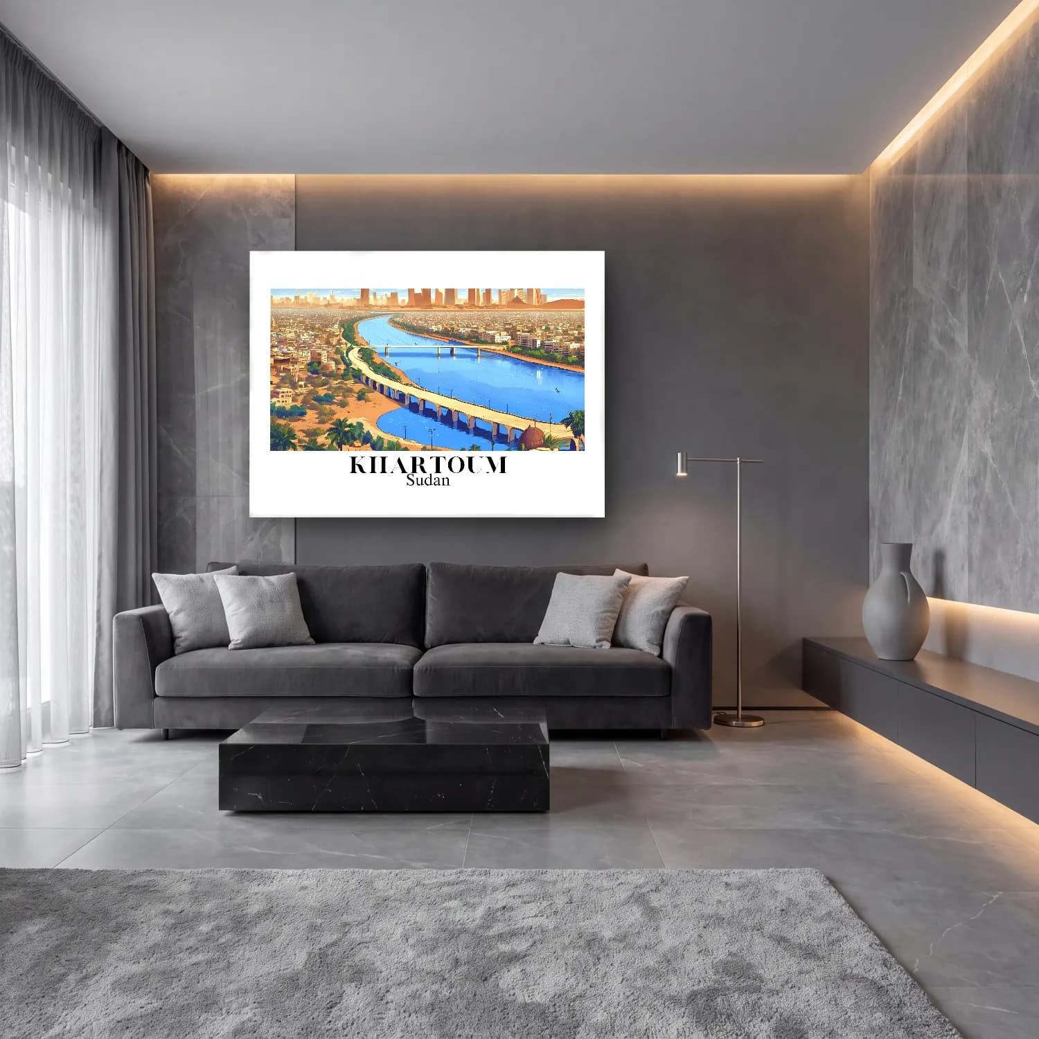 Sevimli İllüstrasyon Köprü cam tablo — lüks salon duvarında