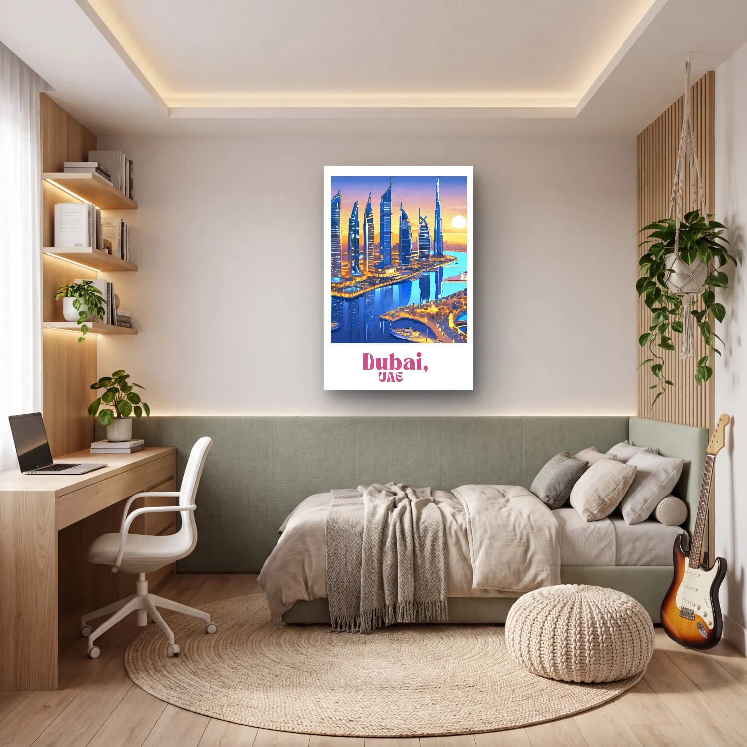 Vintage Poster Gece Şehir No. 10 cam tablo — genç odasında