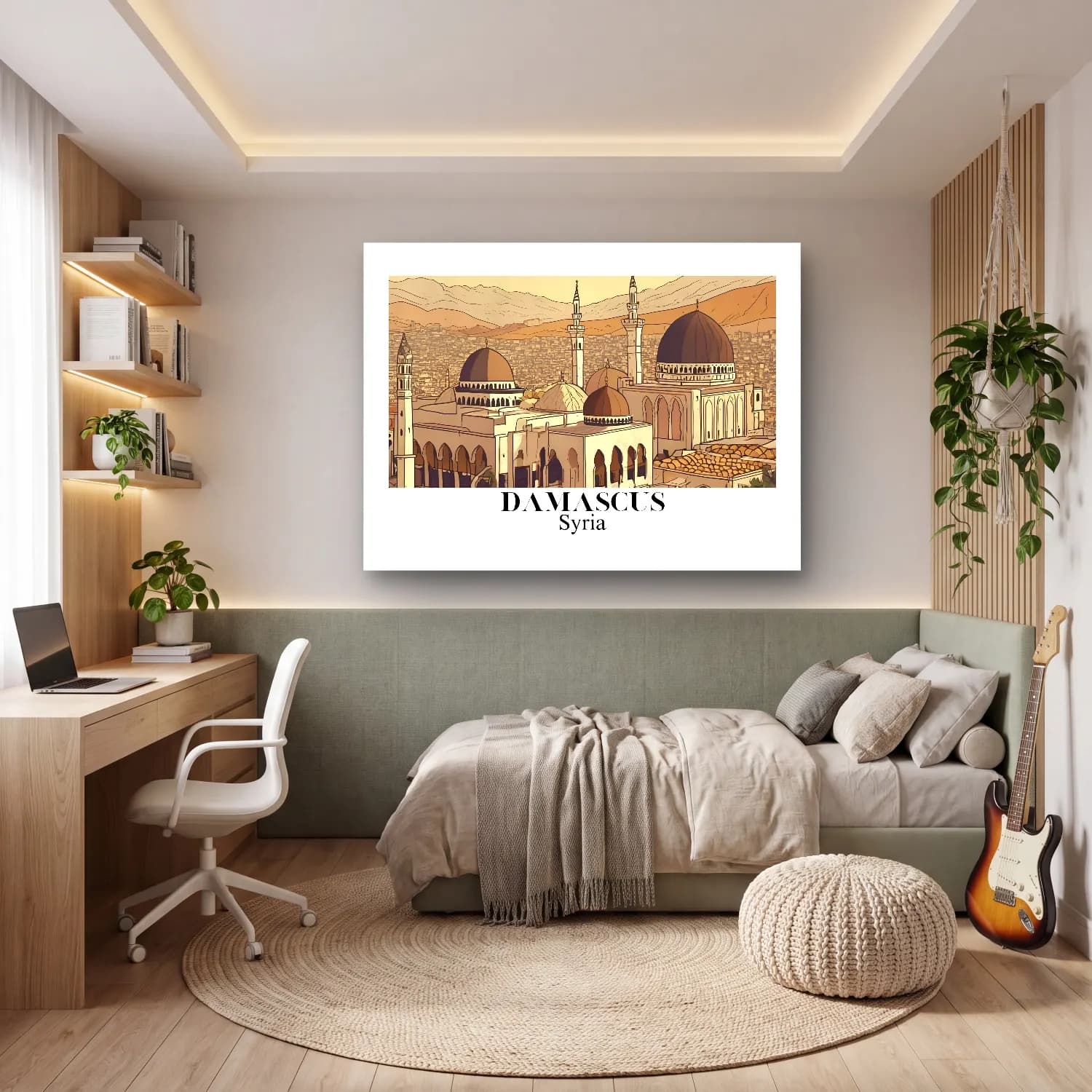 Vintage İstanbul cam tablo — genç odasında