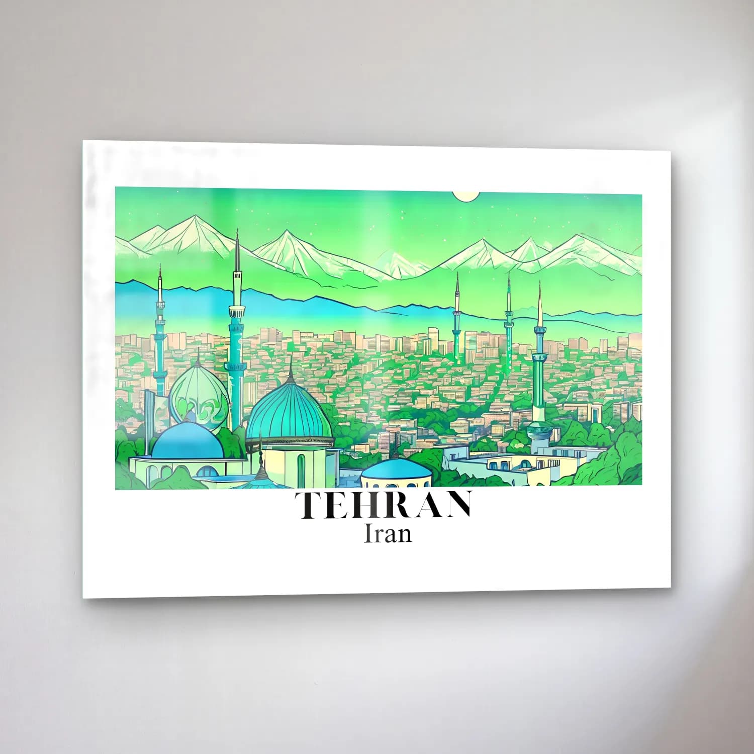 Sevimli İllüstrasyon İstanbul cam tablo — sol açıdan görünüm
