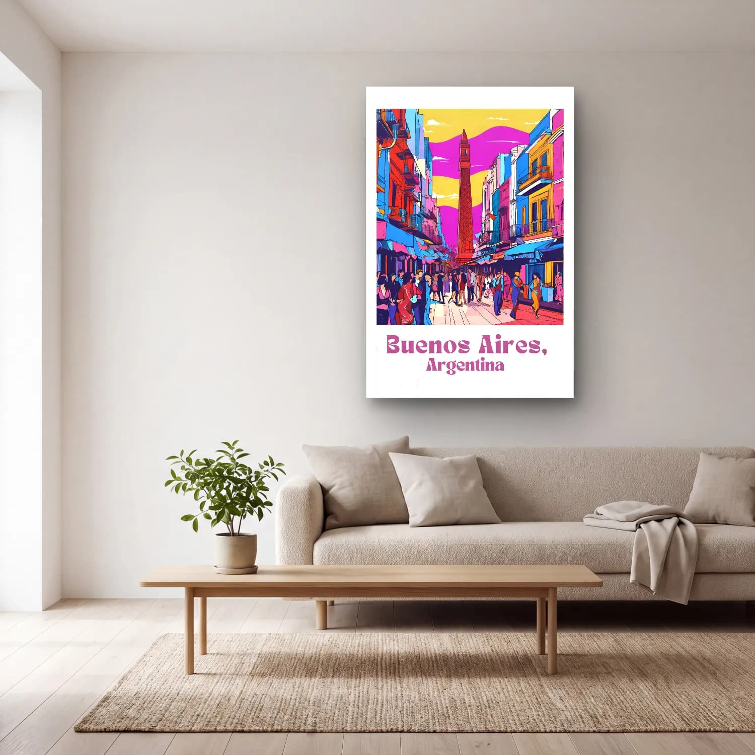 Vintage Poster Kafeli Avrupa Sokağı – Pembe Tonlar cam tablo — açık renk salonda