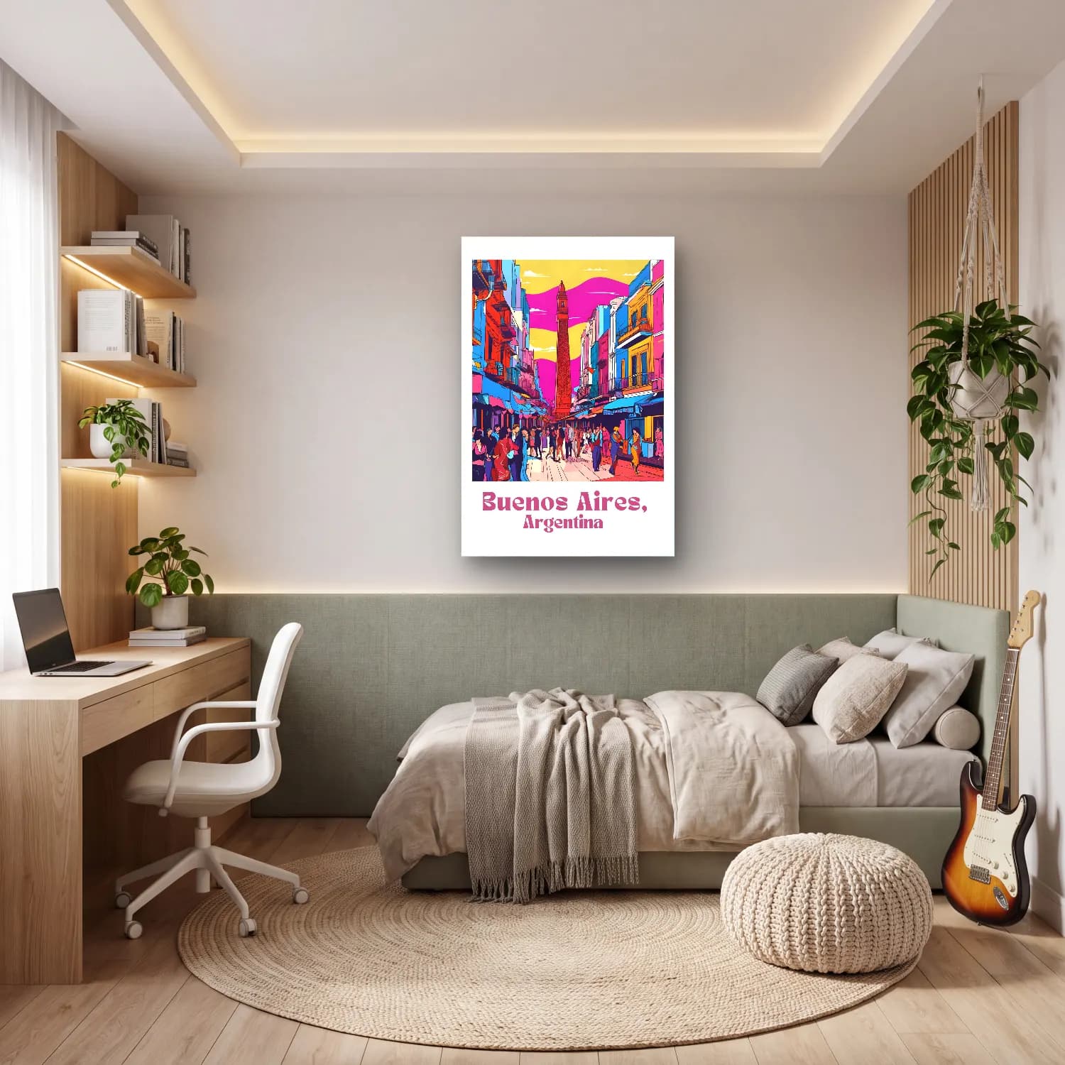 Vintage Poster Kafeli Avrupa Sokağı – Pembe Tonlar cam tablo — genç odasında