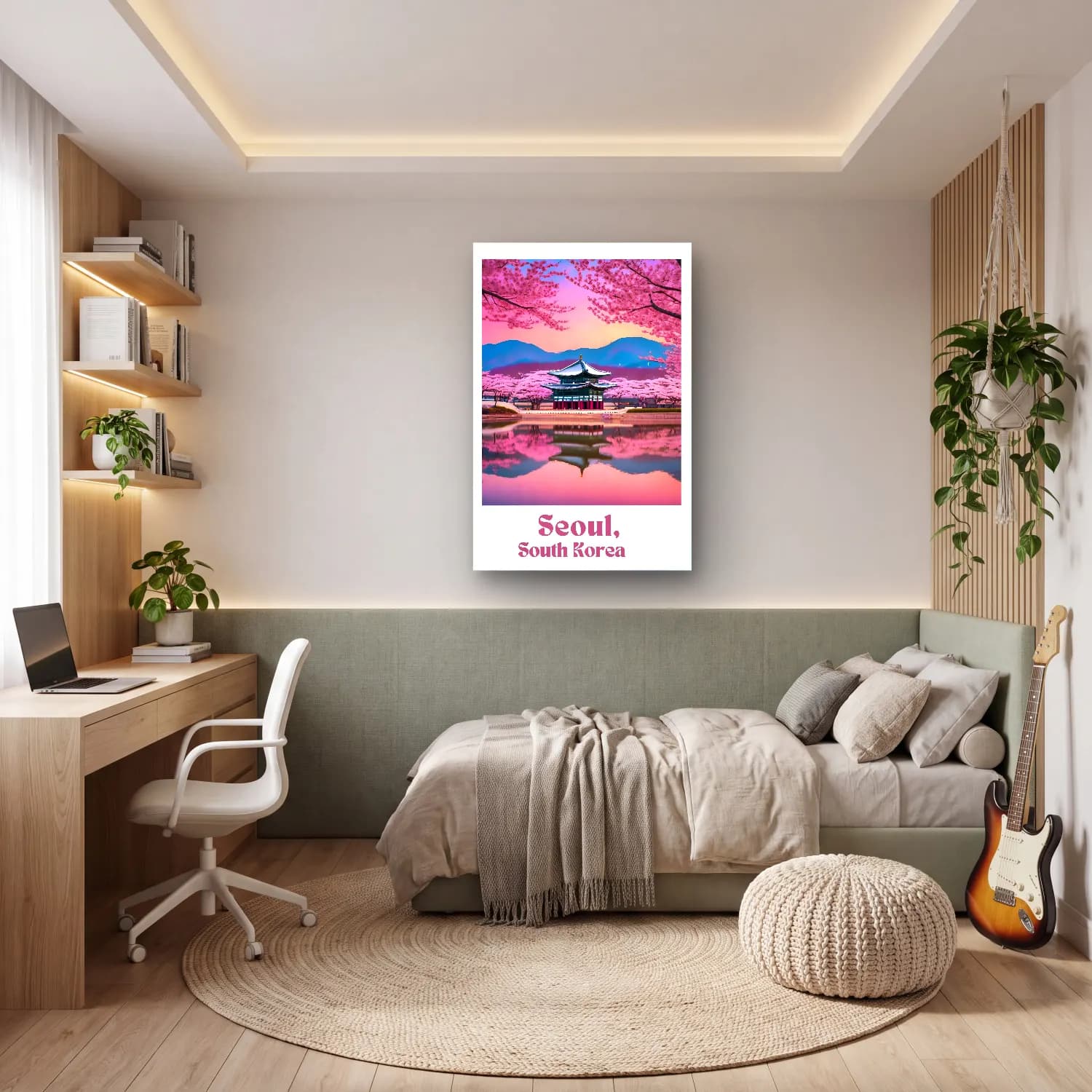 Pastel Kiraz Çiçekleri No. 5 cam tablo — genç odasında