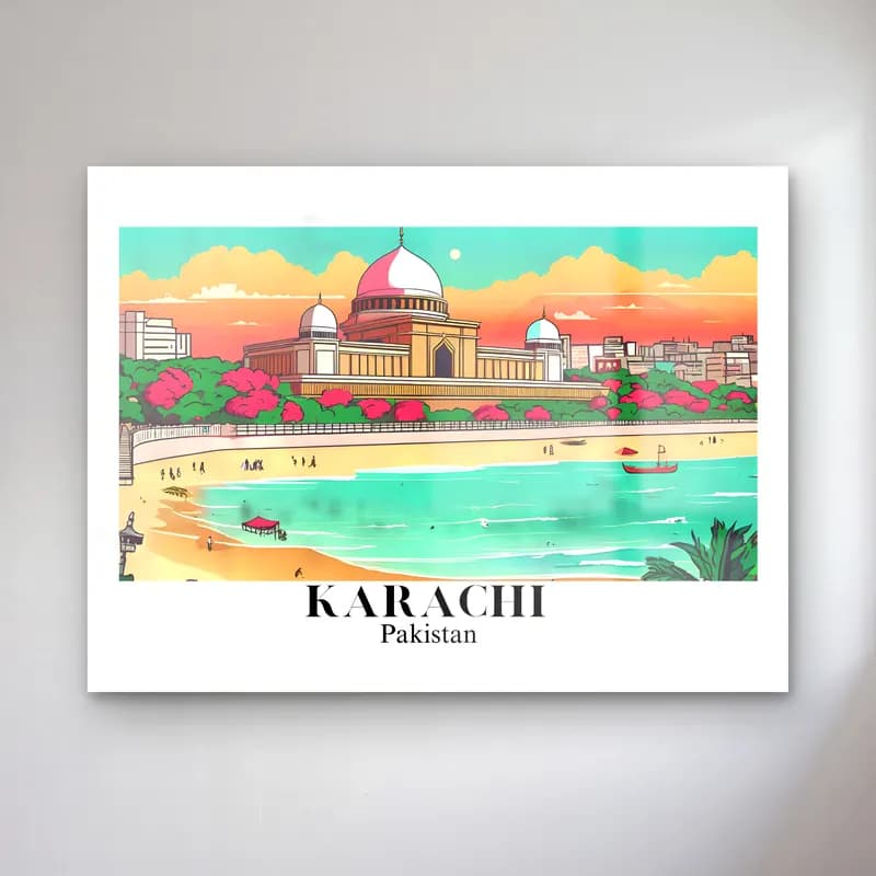 Pastel Akdeniz Sahil Kasabası – Turkuaz Tonlar cam tablo — Pastel Akdeniz Sahil Kasabası – Turkuaz Tonlar — pastel akdeniz sahil kasabası