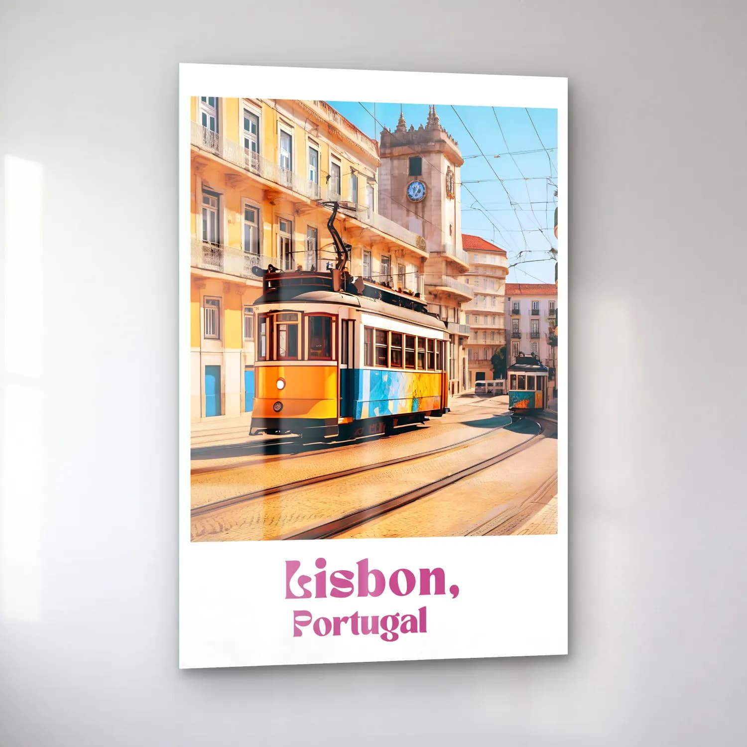 Pastel Tren cam tablo — sol açıdan görünüm