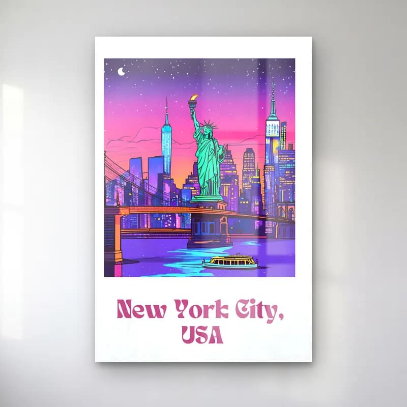 Pastel New York Silüeti No. 5 cam tablo — Pastel New York Silüeti No. 5 — pastel new york silüeti