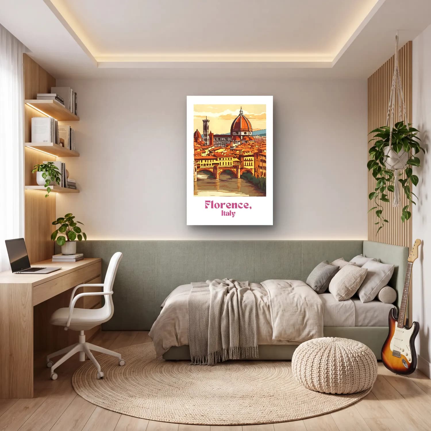 Vintage Poster Akdeniz Sahil Kasabası No. 14 cam tablo — genç odasında