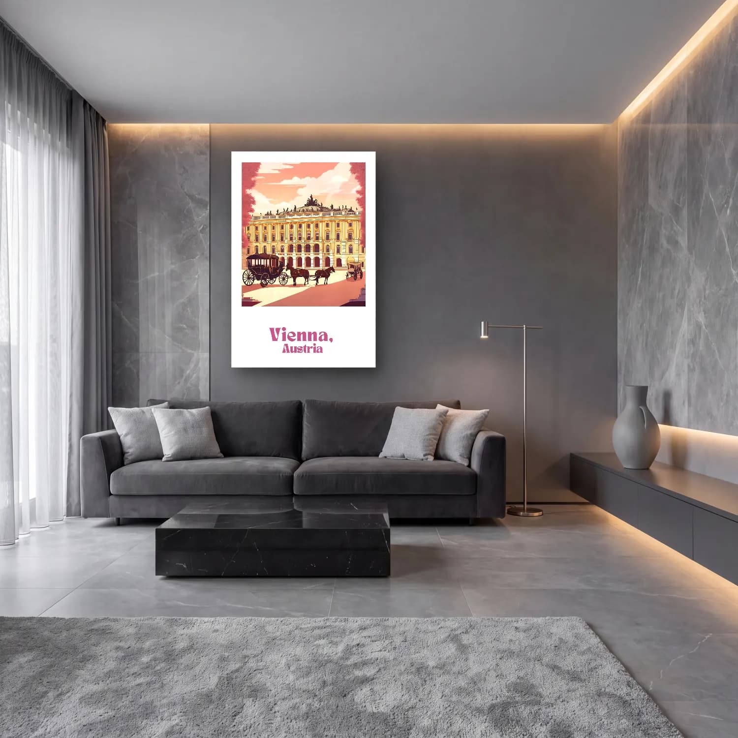 Vintage Poster Şato No. 5 cam tablo — lüks salon duvarında