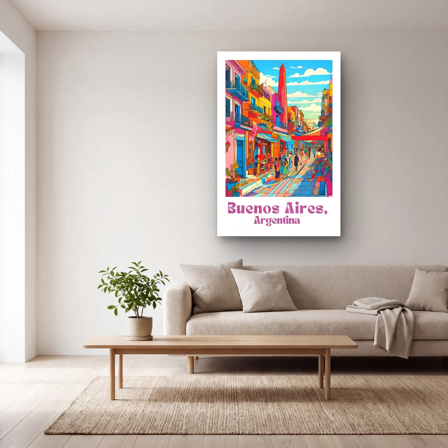 Vintage Poster Kafeli Avrupa Sokağı No. 7 cam tablo — açık renk salonda