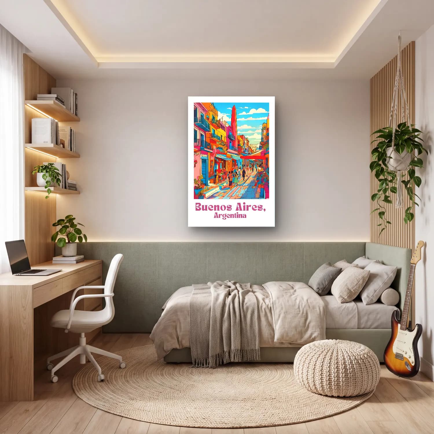Vintage Poster Kafeli Avrupa Sokağı No. 7 cam tablo — genç odasında