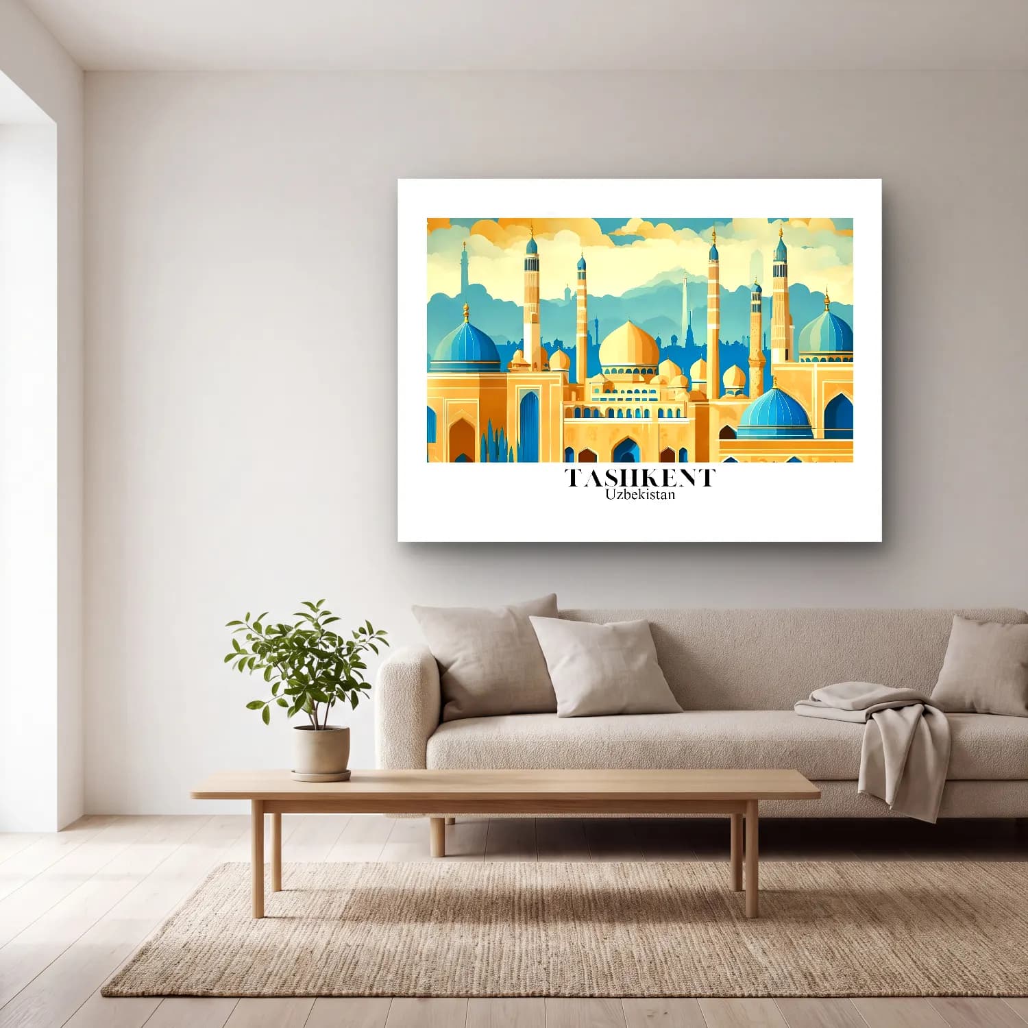 Vintage Poster İstanbul No. 5 cam tablo — açık renk salonda