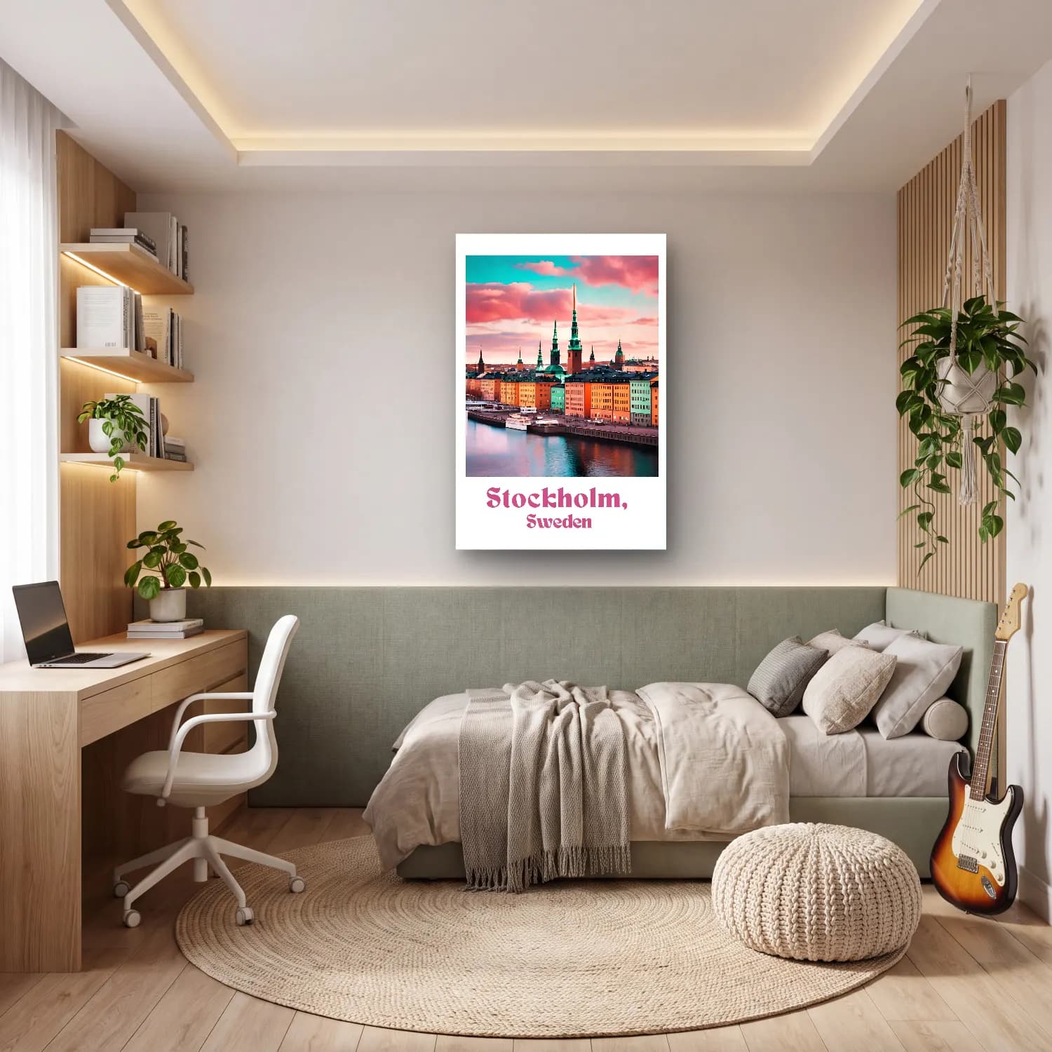 Pastel Gece Şehir No. 4 cam tablo — genç odasında