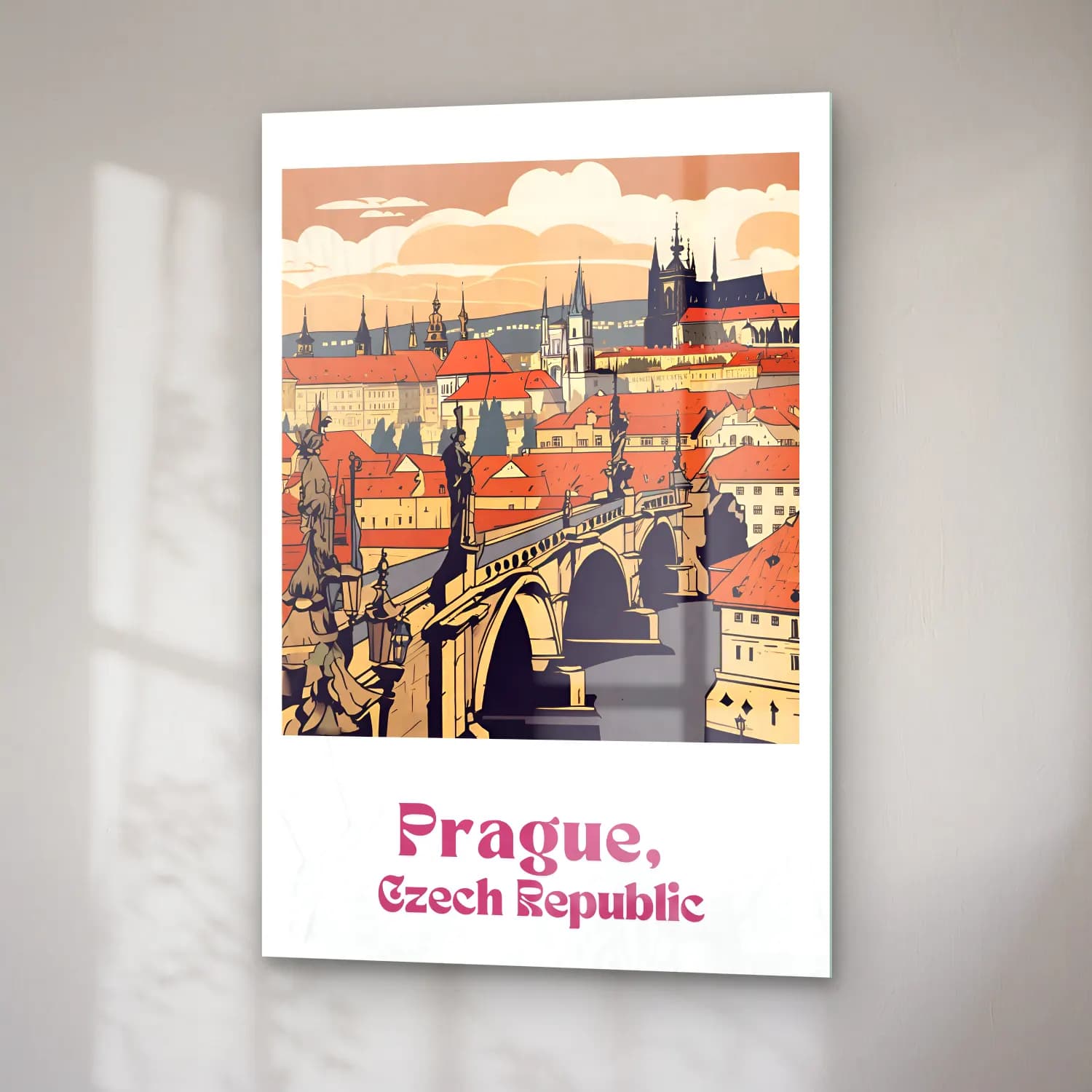Vintage Poster Köprü – Mor Tonlar cam tablo — sağ açıdan görünüm