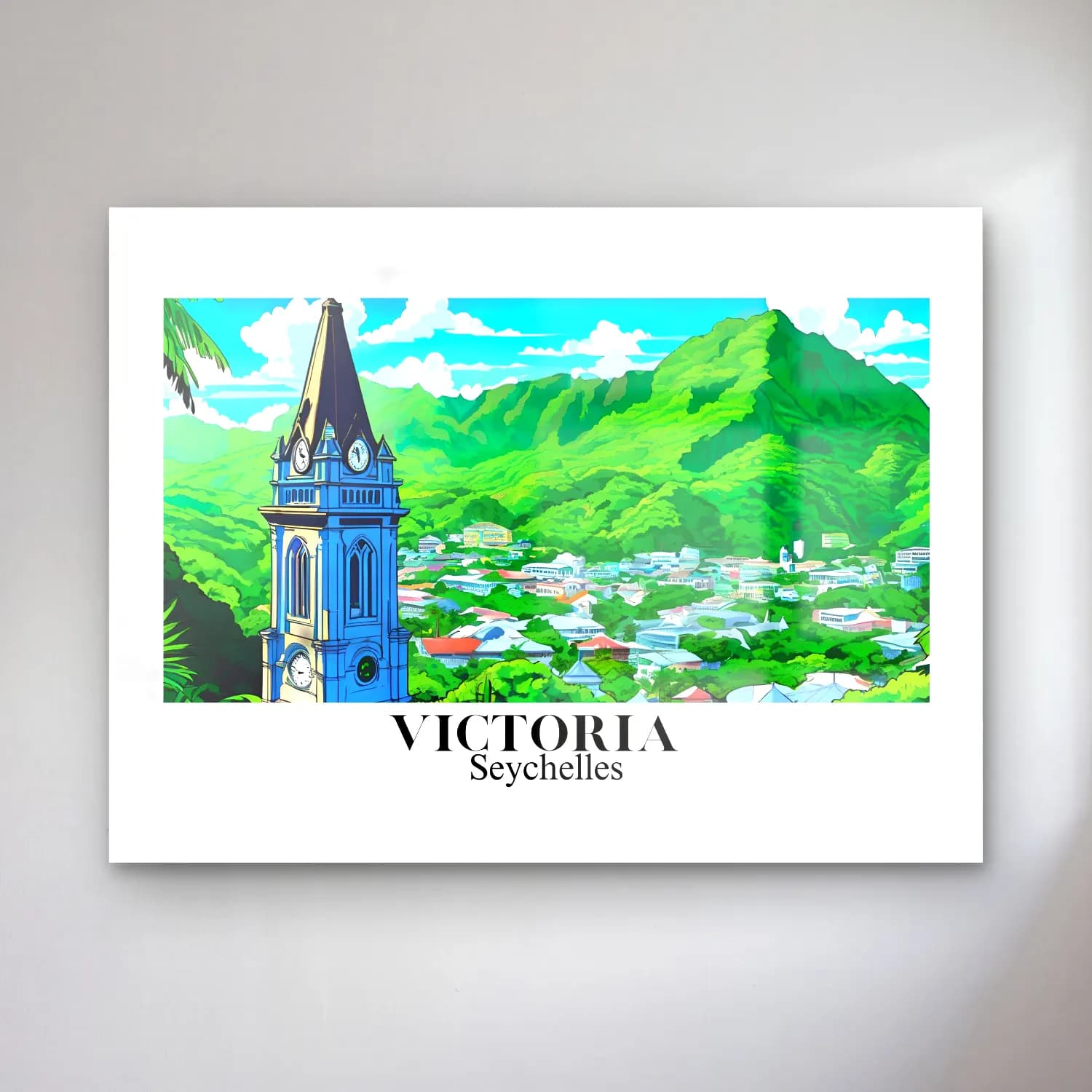 Vintage Poster Katedral – Mavi Tonlar cam tablo — Vintage Poster Katedral – Mavi Tonlar — vintage poster katedral