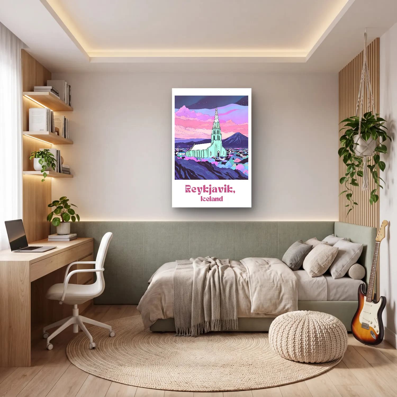 Pastel Katedral No. 8 cam tablo — genç odasında