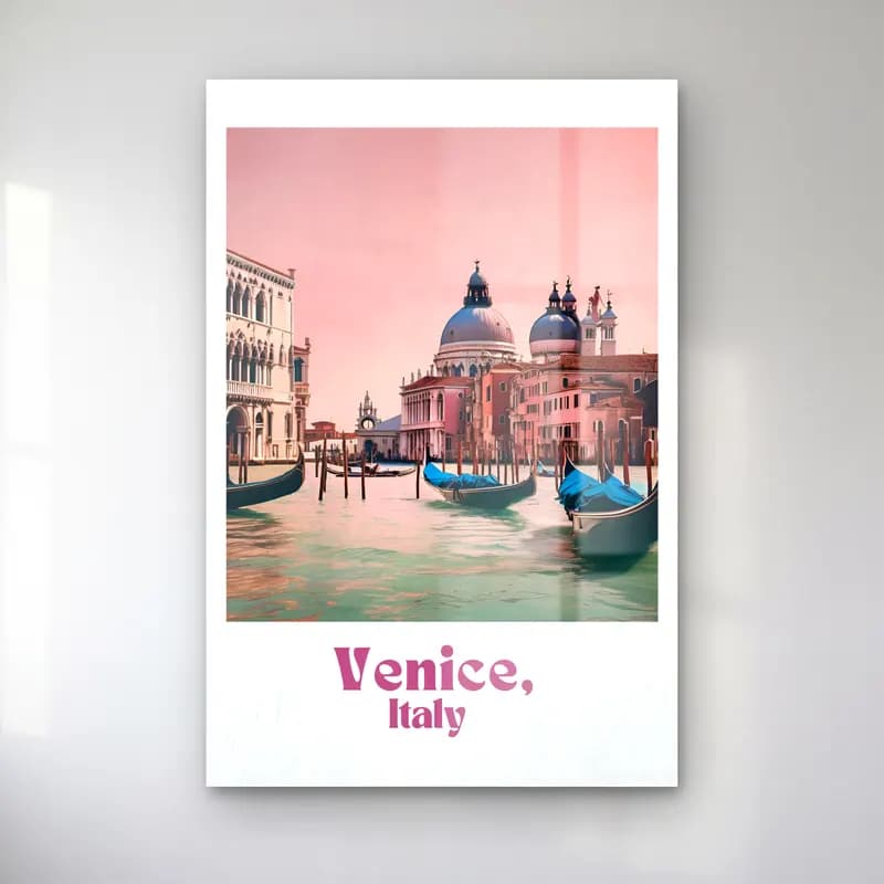 Pastel Venedik Kanalları – Pembe Tonlar cam tablo — Pastel Venedik Kanalları – Pembe Tonlar — pastel venedik kanalları