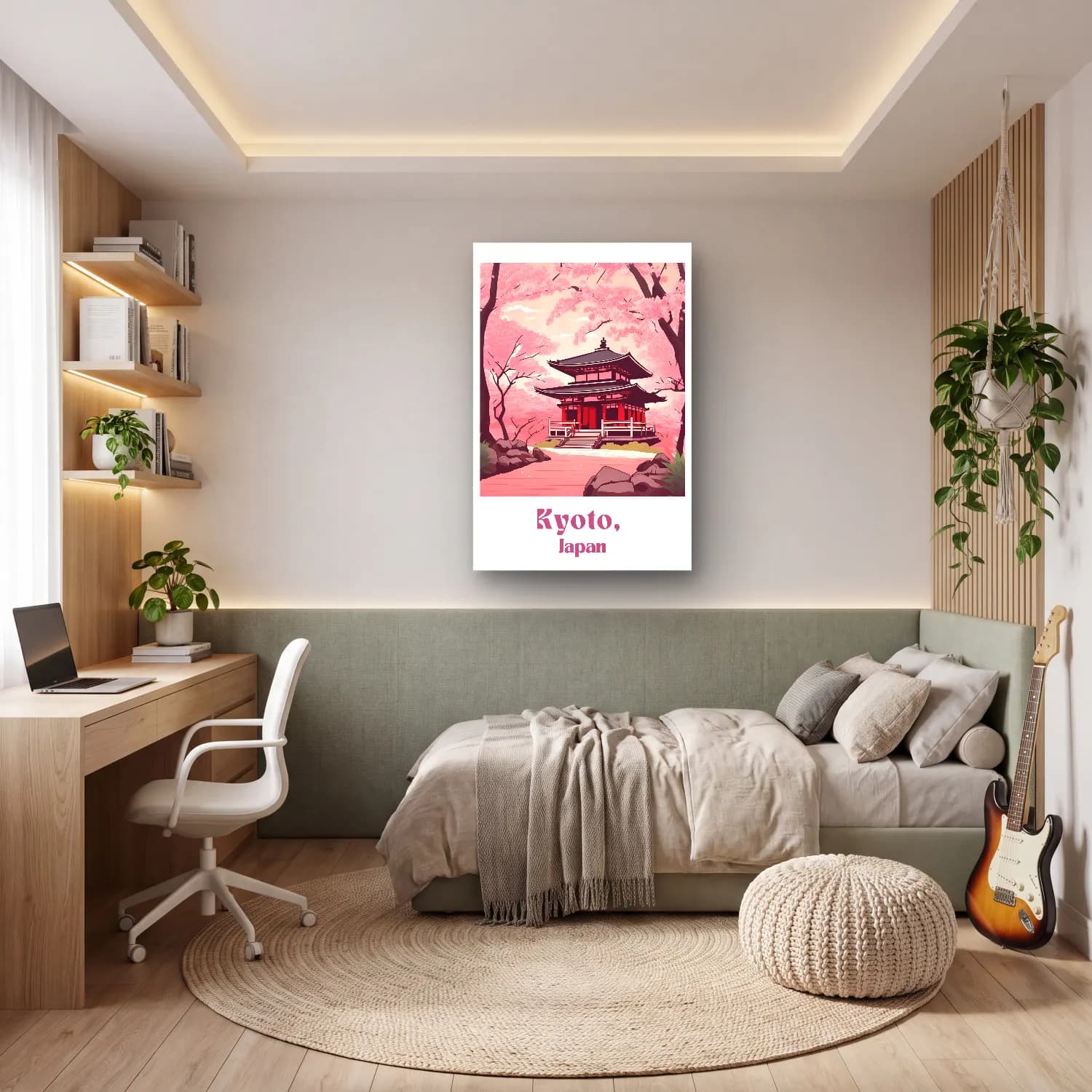Pastel Kiraz Çiçekleri No. 6 cam tablo — genç odasında