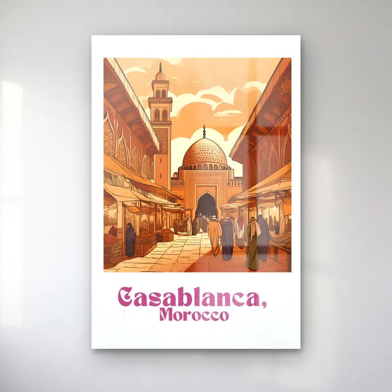 Vintage Poster Akdeniz Sahil Kasabası – Turuncu Tonlar cam tablo — Vintage Poster Akdeniz Sahil Kasabası – Turuncu Tonlar — vintage poster akdeniz sahil kasabası