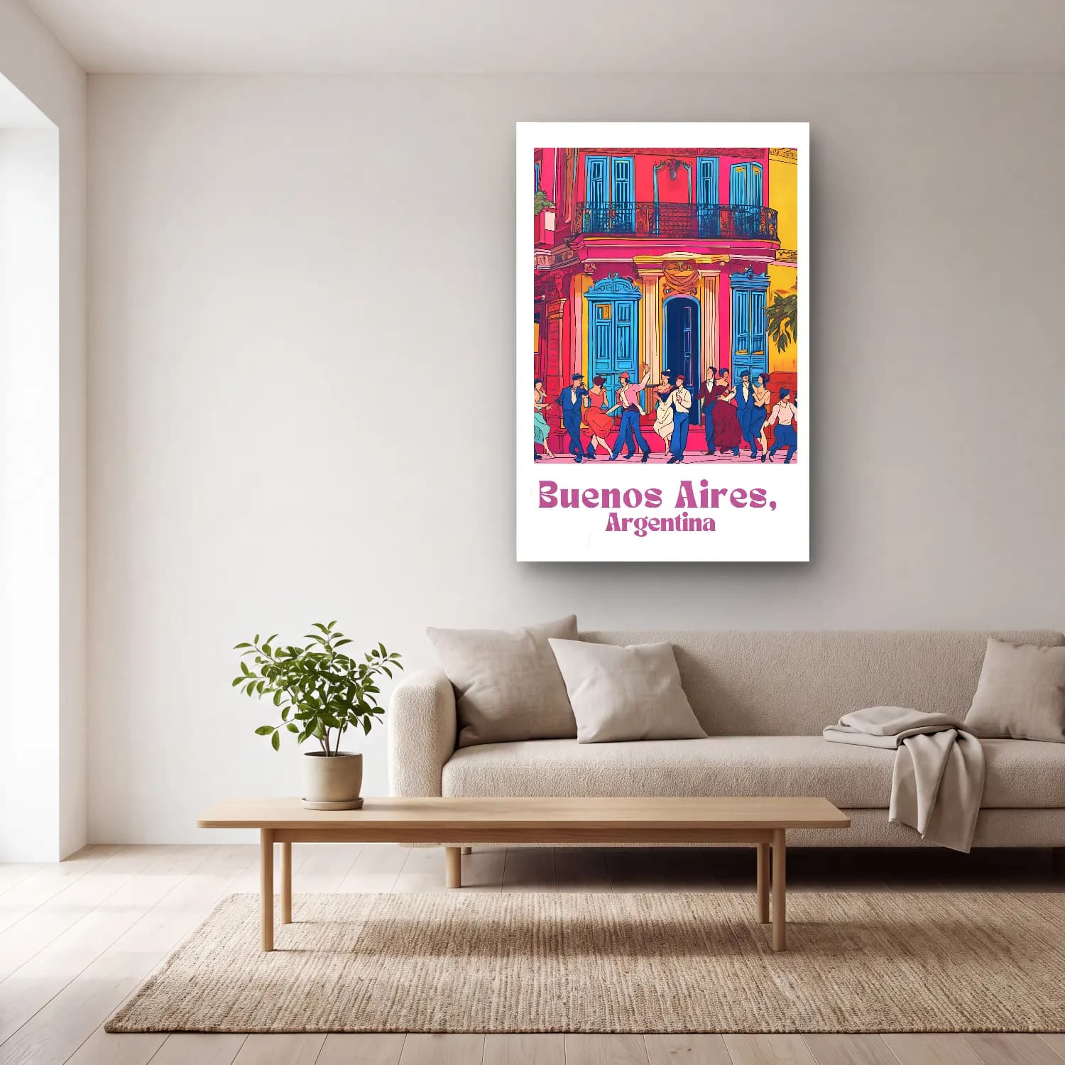 Vintage Poster Dansçılar – Pembe Tonlar cam tablo — açık renk salonda