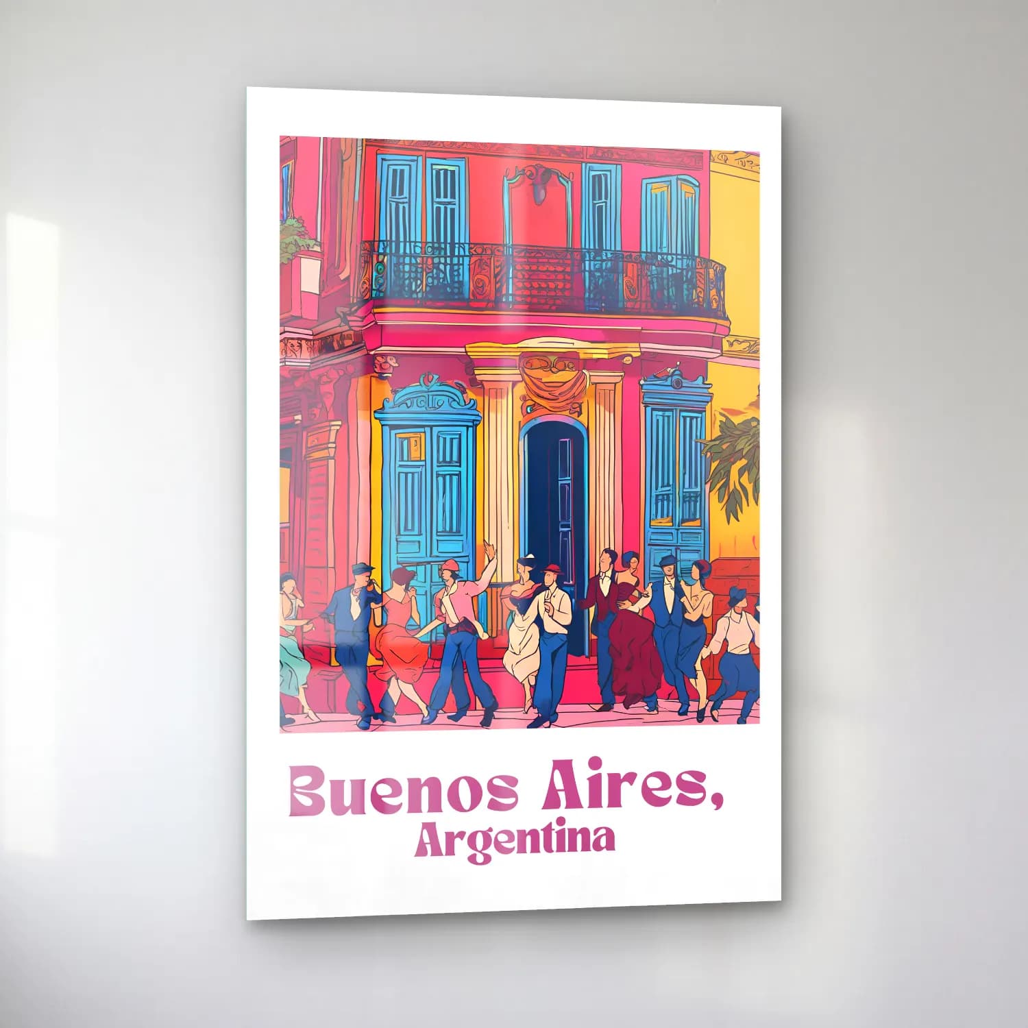 Vintage Poster Dansçılar – Pembe Tonlar cam tablo — sol açıdan görünüm