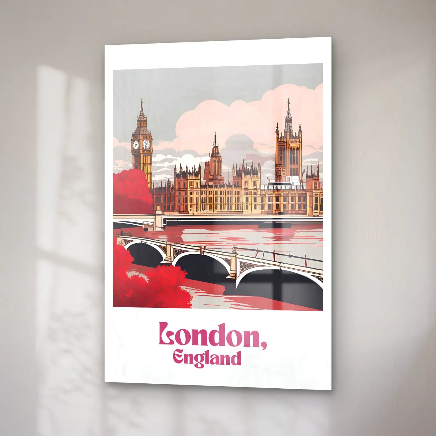 Vintage Poster Londra No. 4 cam tablo — sağ açıdan görünüm