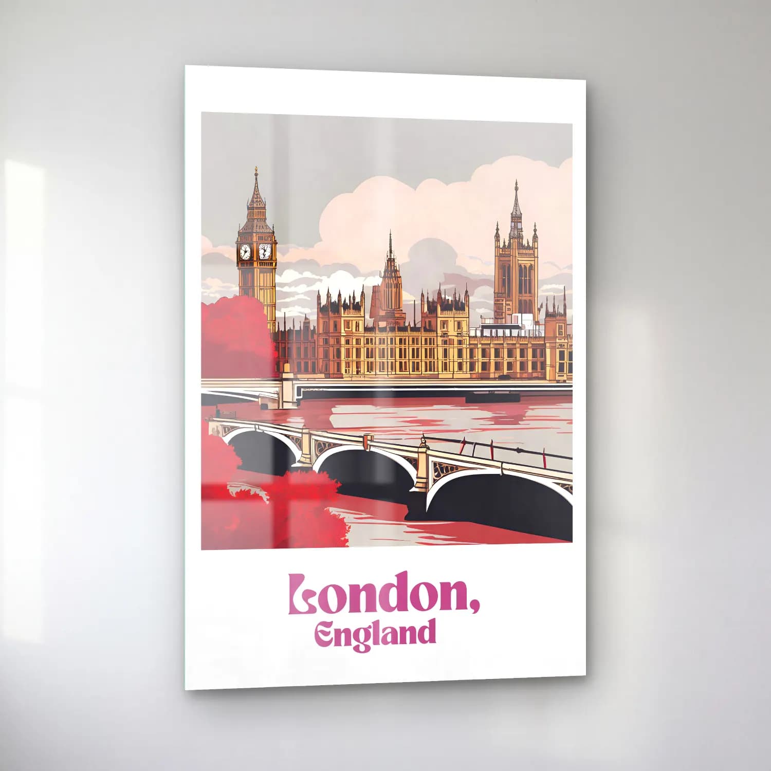Vintage Poster Londra No. 4 cam tablo — sol açıdan görünüm