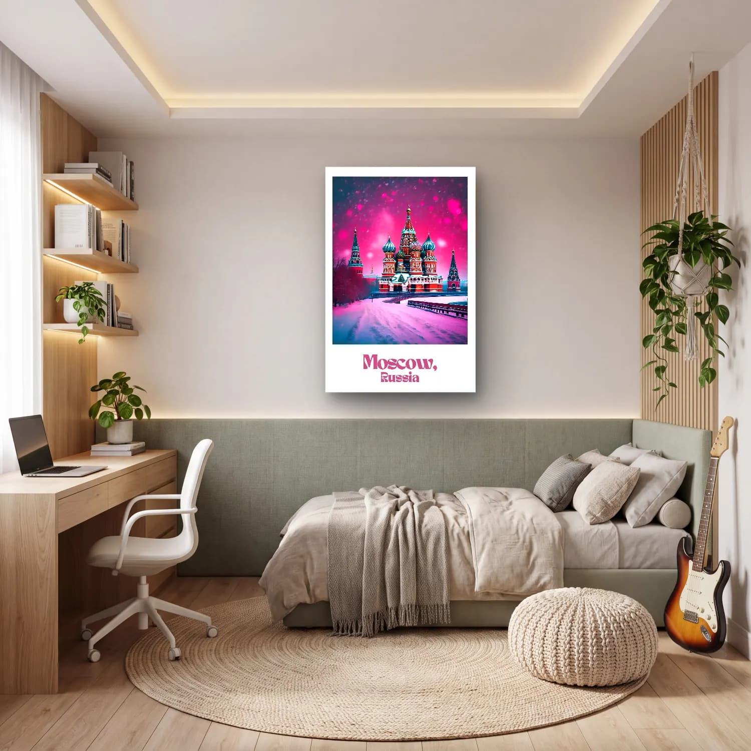 Pastel Katedral No. 9 cam tablo — genç odasında