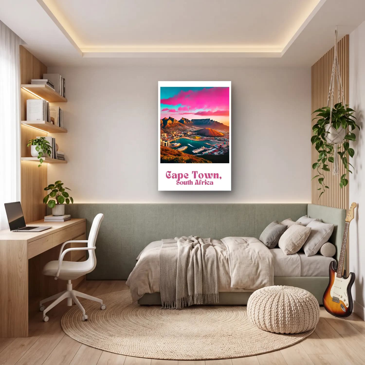 Pastel Gece Şehir No. 5 cam tablo — genç odasında