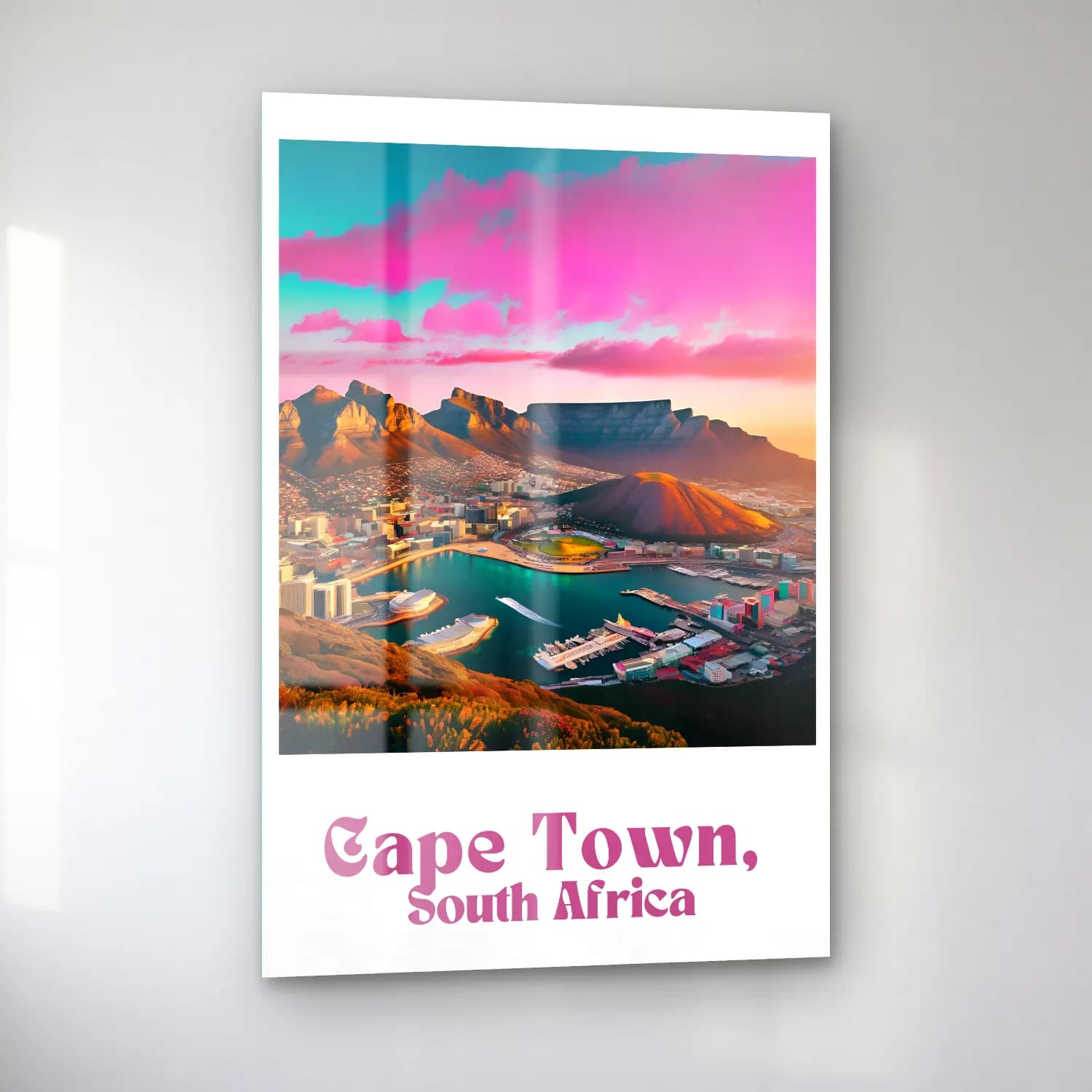 Pastel Gece Şehir No. 5 cam tablo — sol açıdan görünüm