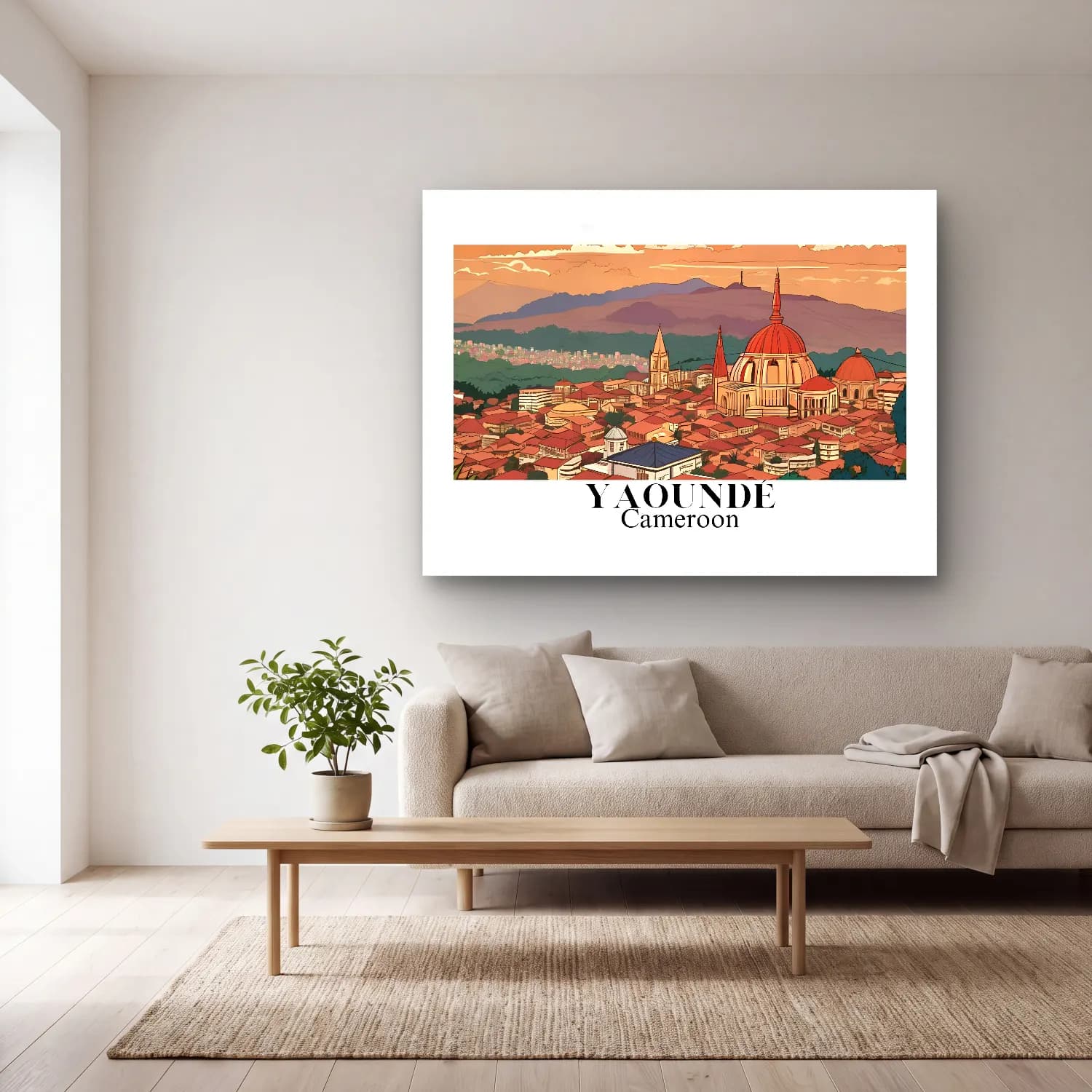 Vintage Poster Katedral No. 23 cam tablo — açık renk salonda