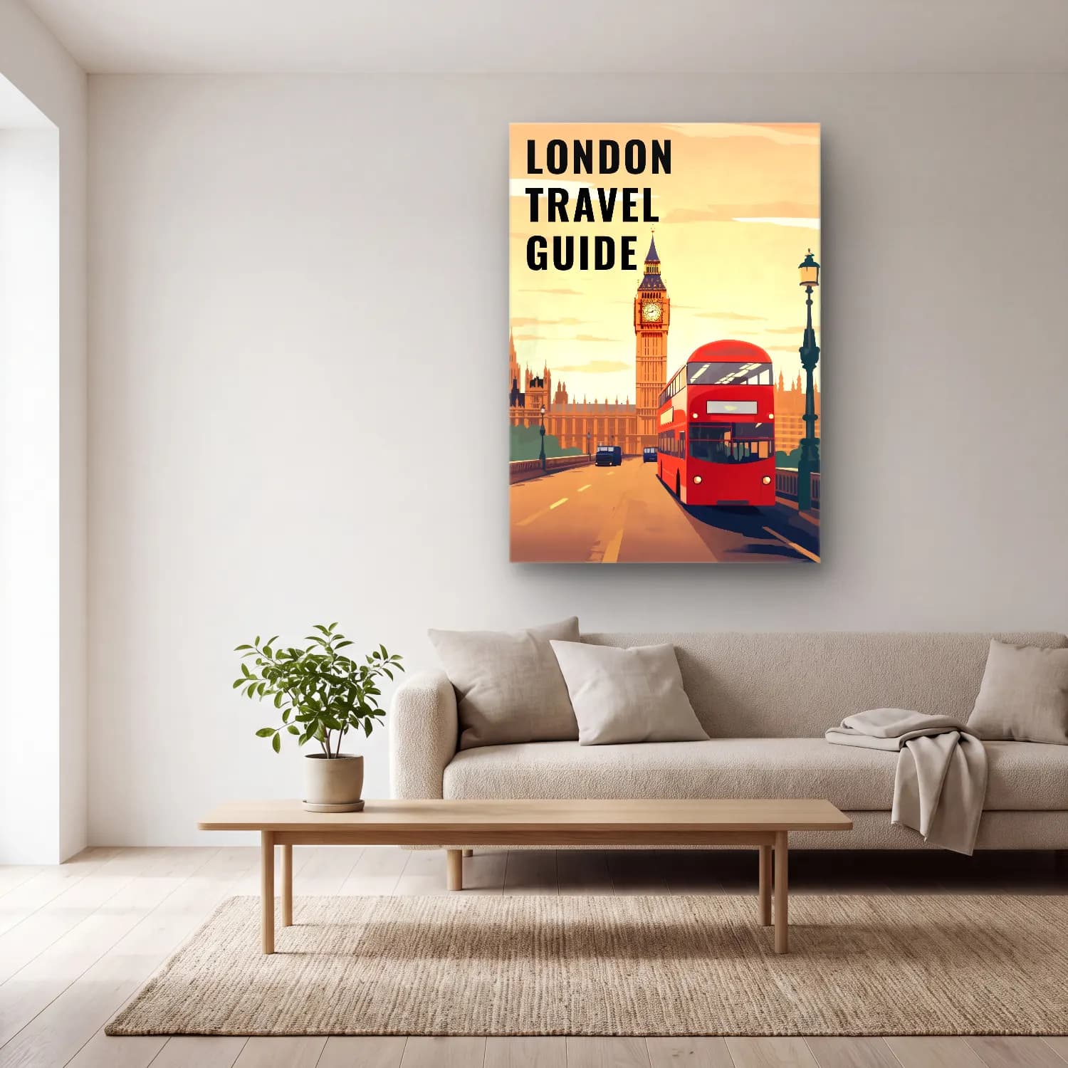 Vintage Poster Londra No. 5 cam tablo — açık renk salonda