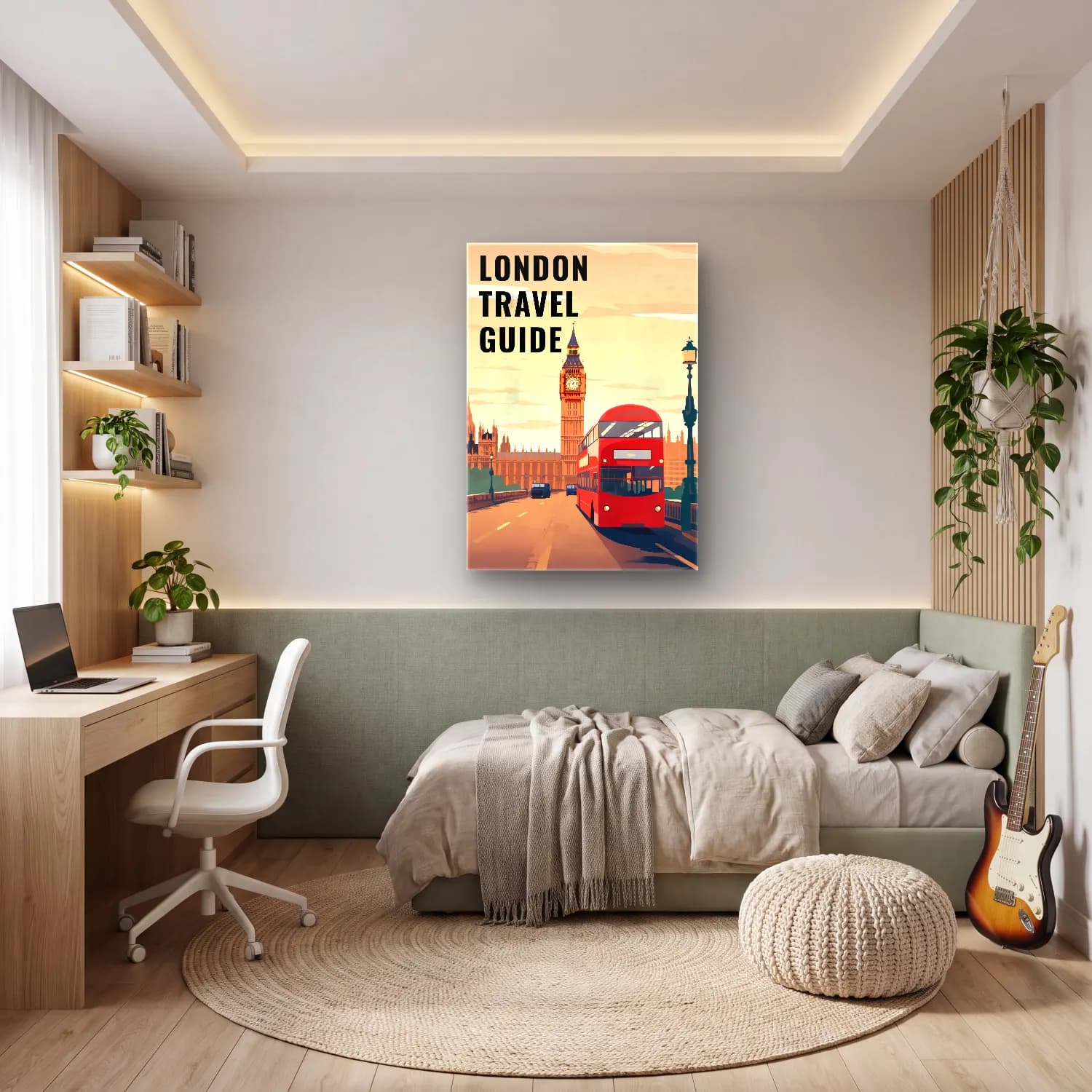 Vintage Poster Londra No. 5 cam tablo — genç odasında