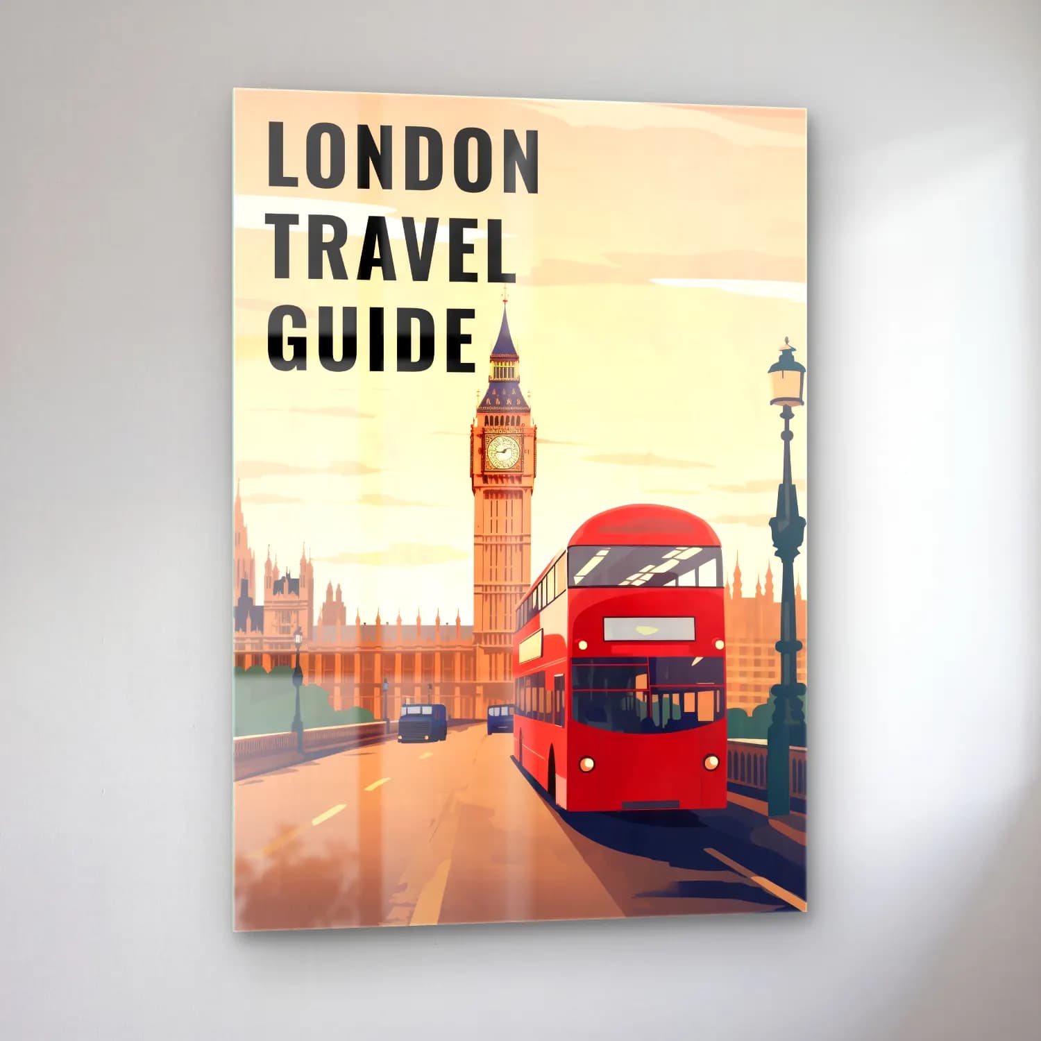 Vintage Poster Londra No. 5 cam tablo — sol açıdan görünüm