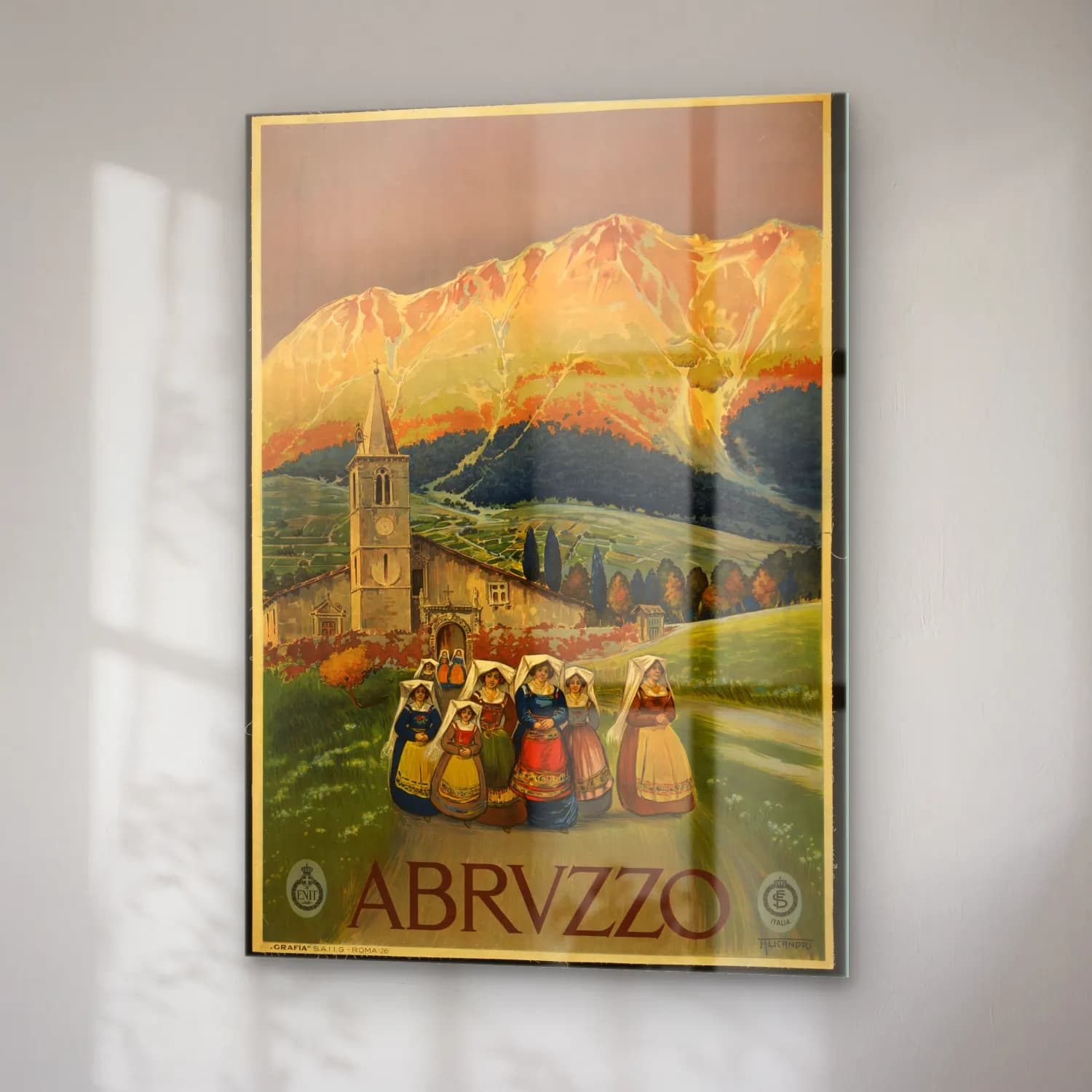 Vintage Poster Dini Sahne cam tablo — sağ açıdan görünüm
