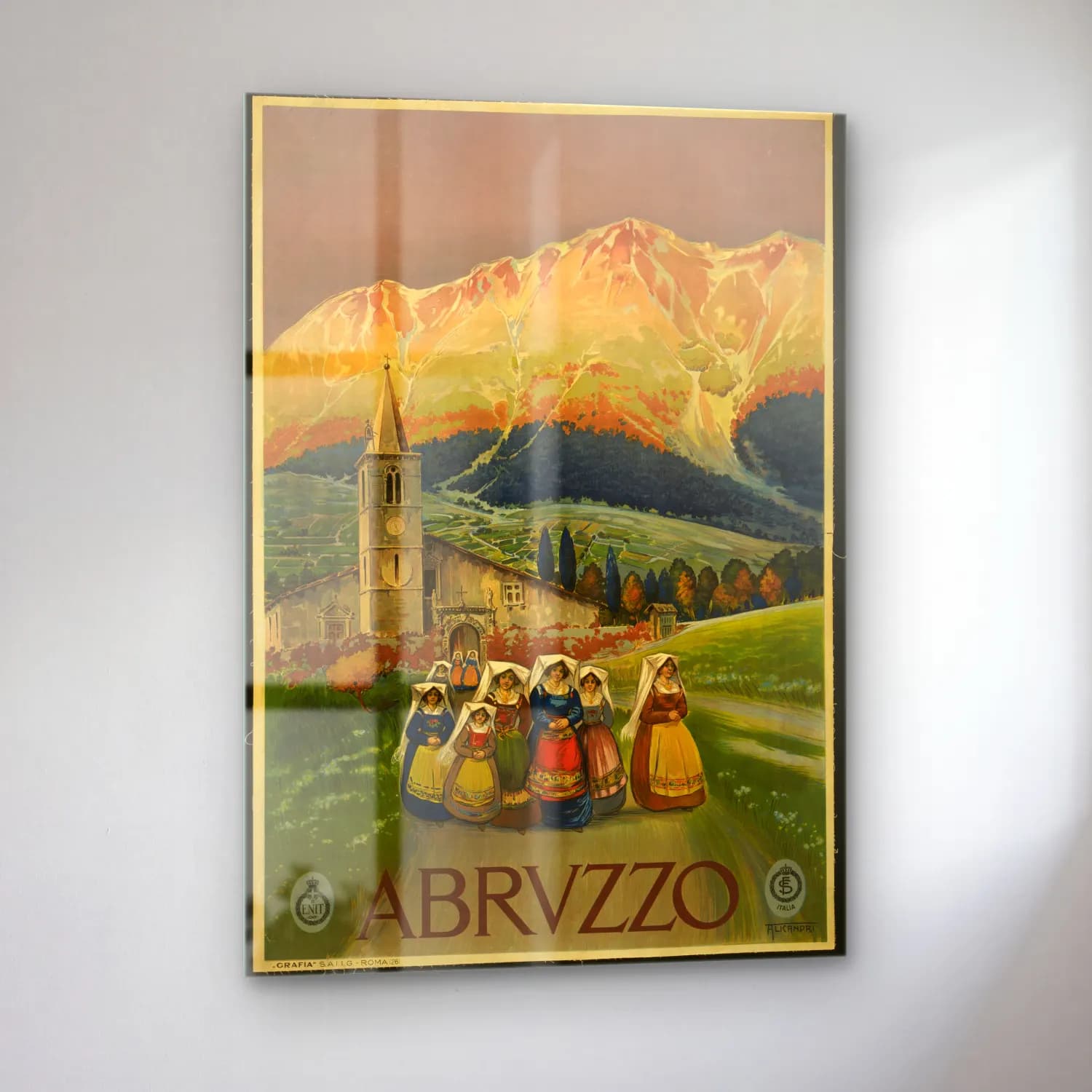 Vintage Poster Dini Sahne cam tablo — sol açıdan görünüm