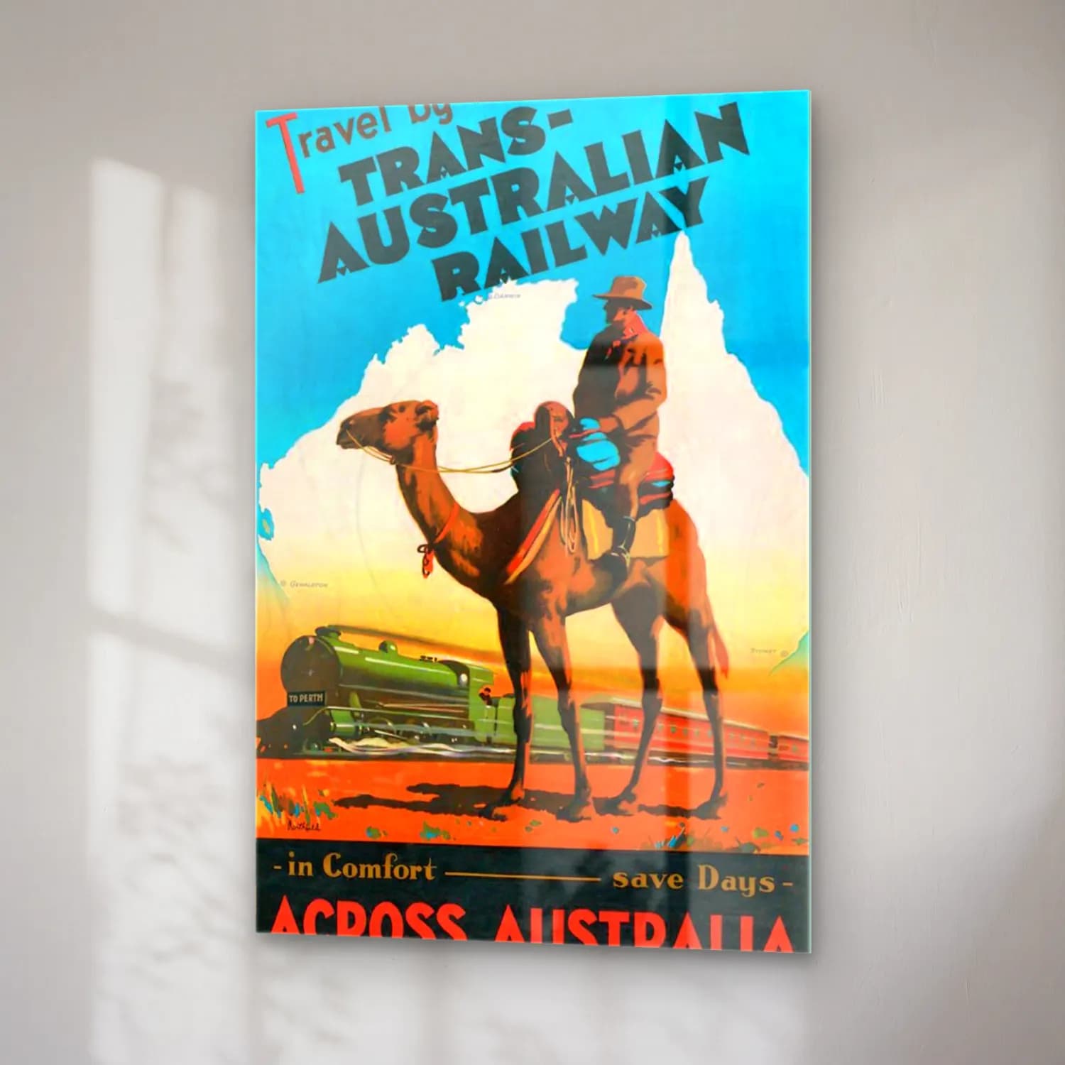 Vintage Poster Tren No. 6 cam tablo — sağ açıdan görünüm