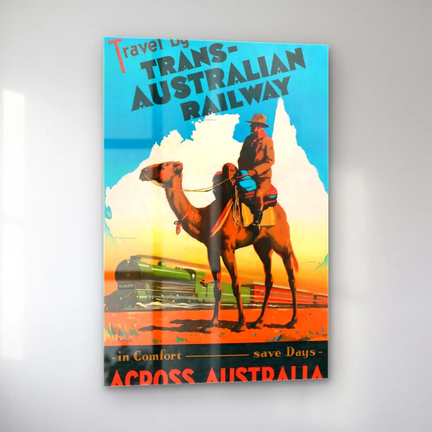 Vintage Poster Tren No. 6 cam tablo — sol açıdan görünüm