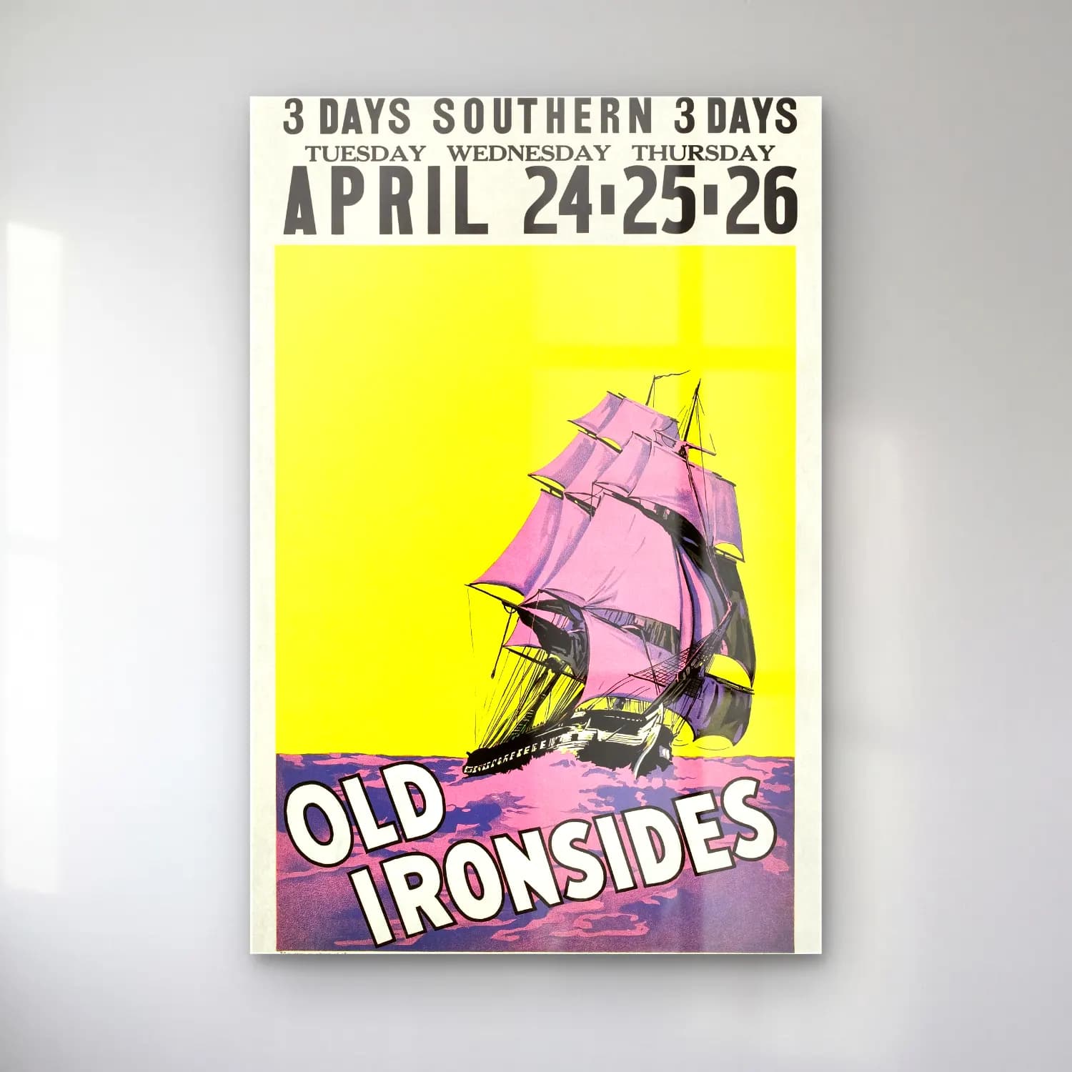 Vintage Poster Fırtınalı Denizde Gemi cam tablo — Vintage Poster Fırtınalı Denizde Gemi — vintage poster fırtınalı denizde gemi