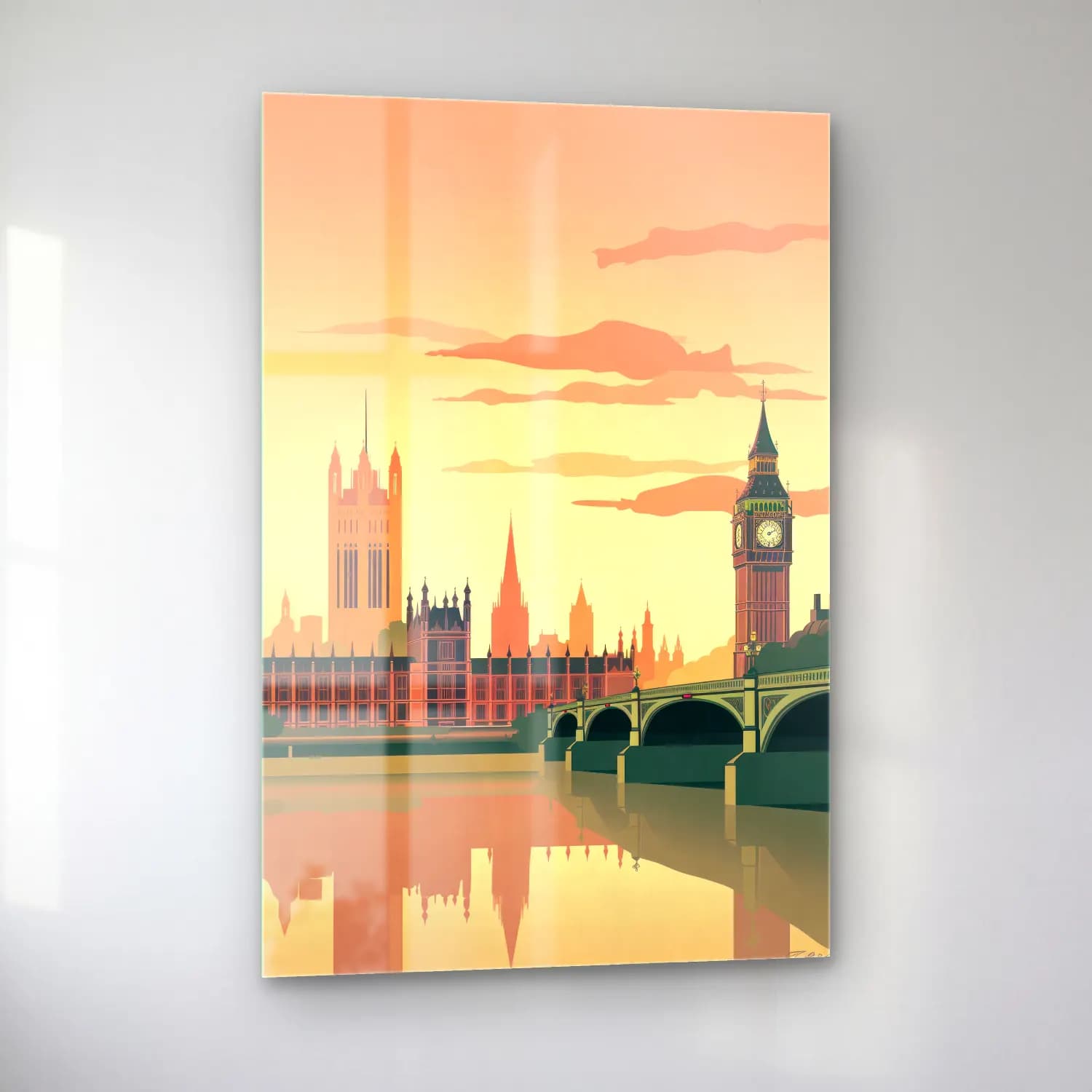 Vintage Londra – Pembe Tonlar cam tablo — sol açıdan görünüm