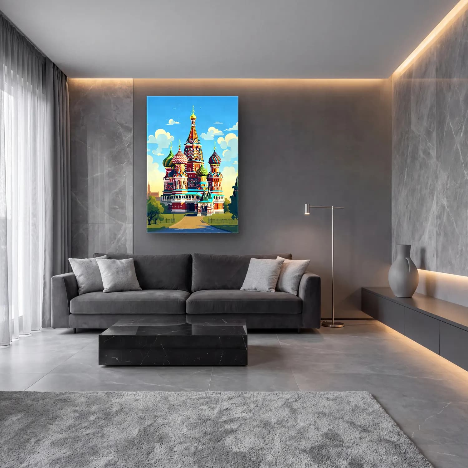 Sevimli İllüstrasyon Katedral cam tablo — lüks salon duvarında