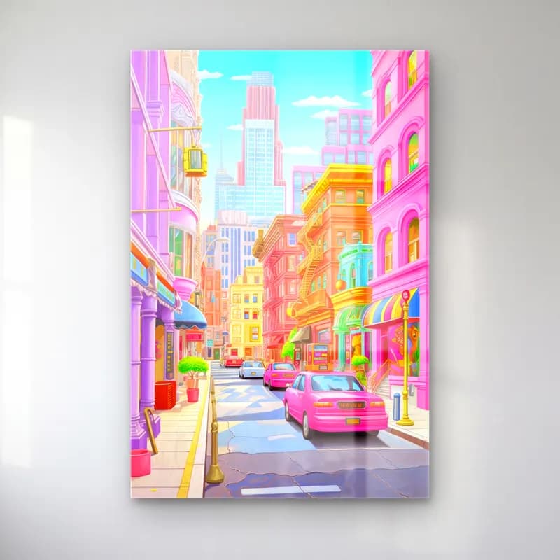 Pastel Kafeli Avrupa Sokağı cam tablo — Pastel Kafeli Avrupa Sokağı — pastel kafeli avrupa sokağı