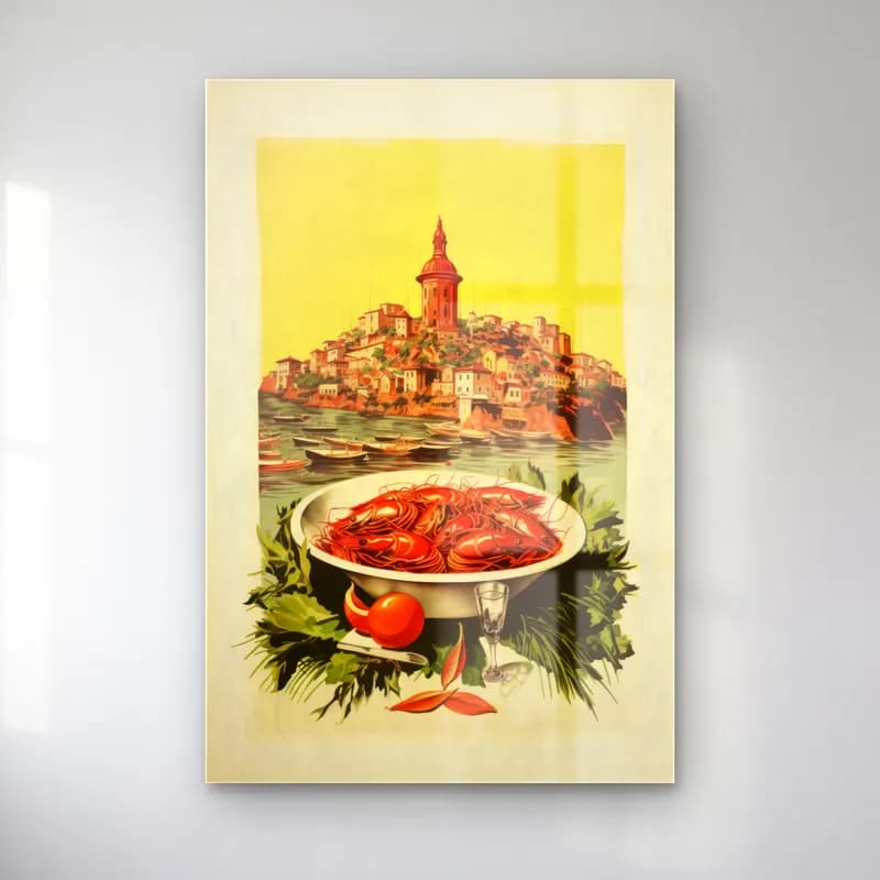 Vintage Poster Akdeniz Sahil Kasabası No. 21 cam tablo — Vintage Poster Akdeniz Sahil Kasabası No. 21 — vintage poster akdeniz sahil kasabası